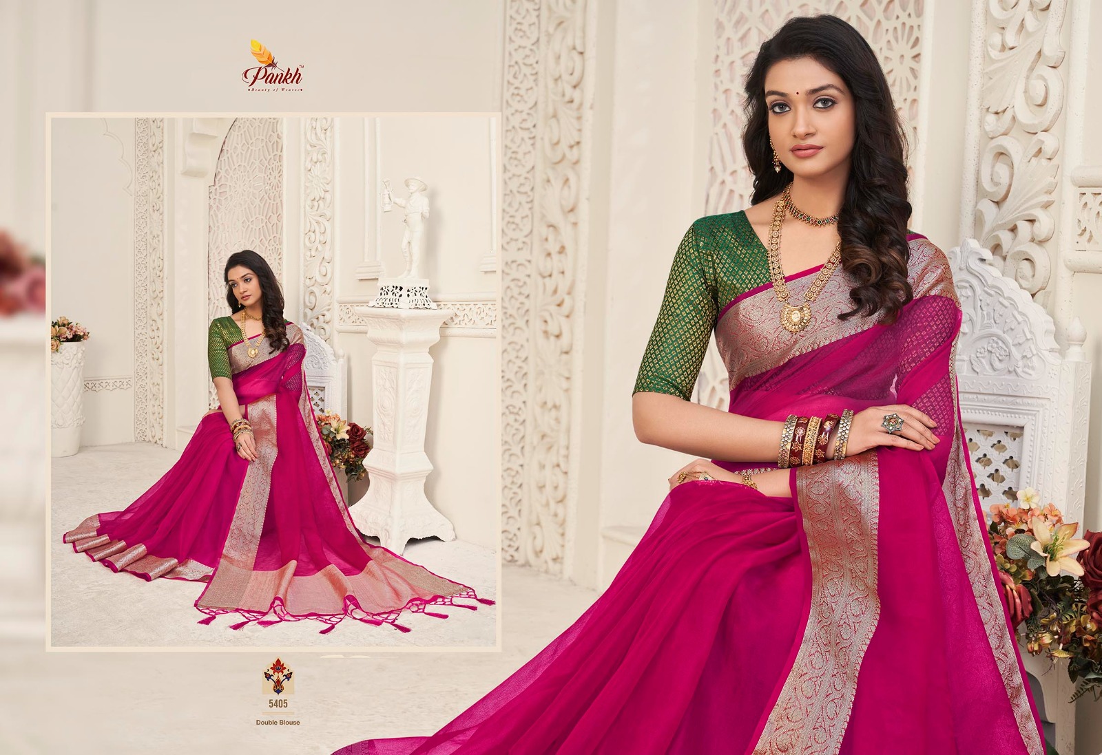 pink lotus pankh zoya silk Organza decent look saree catalog