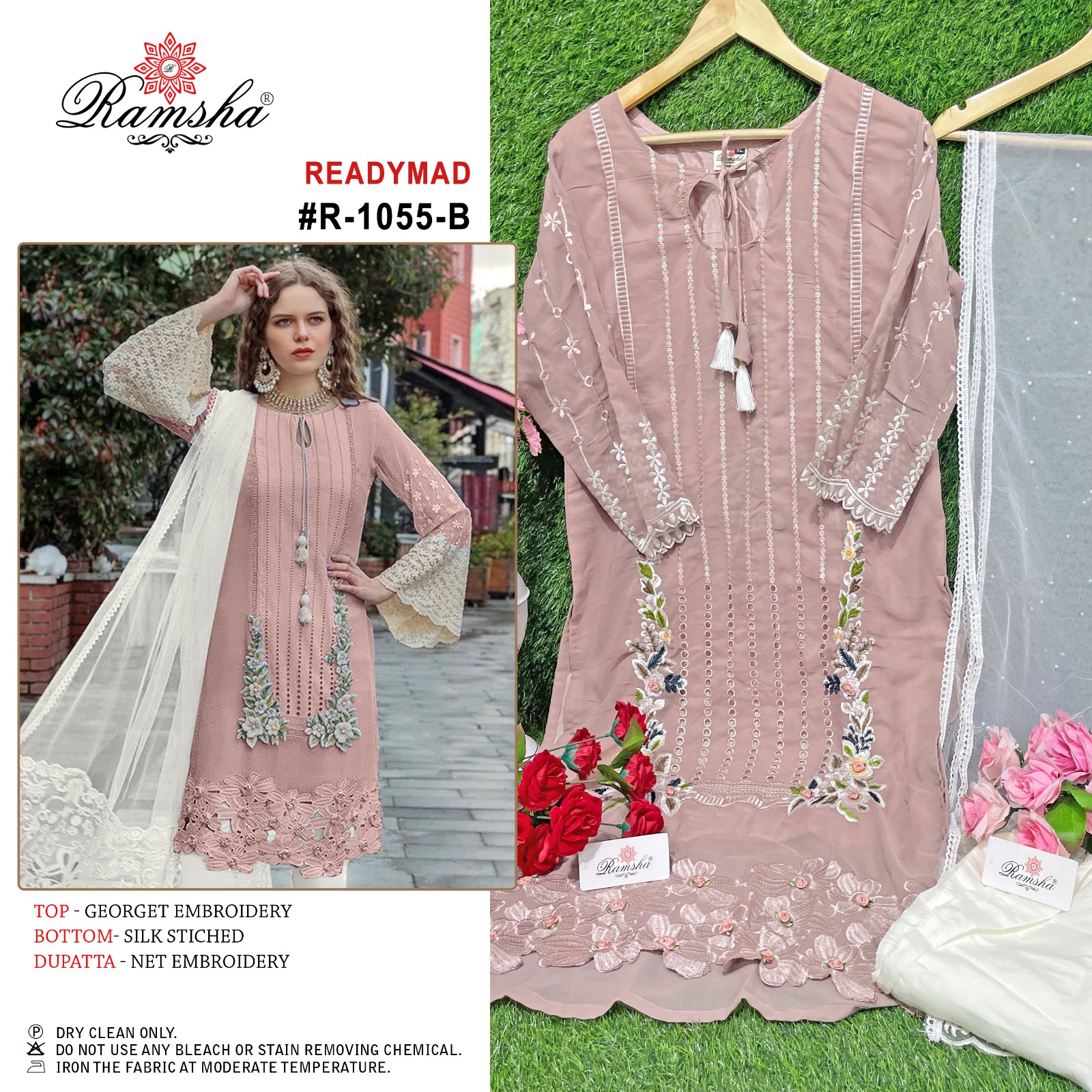 ramsha ramsha r 1055 Georgette regal look Salwar Suit With Dupatta size set