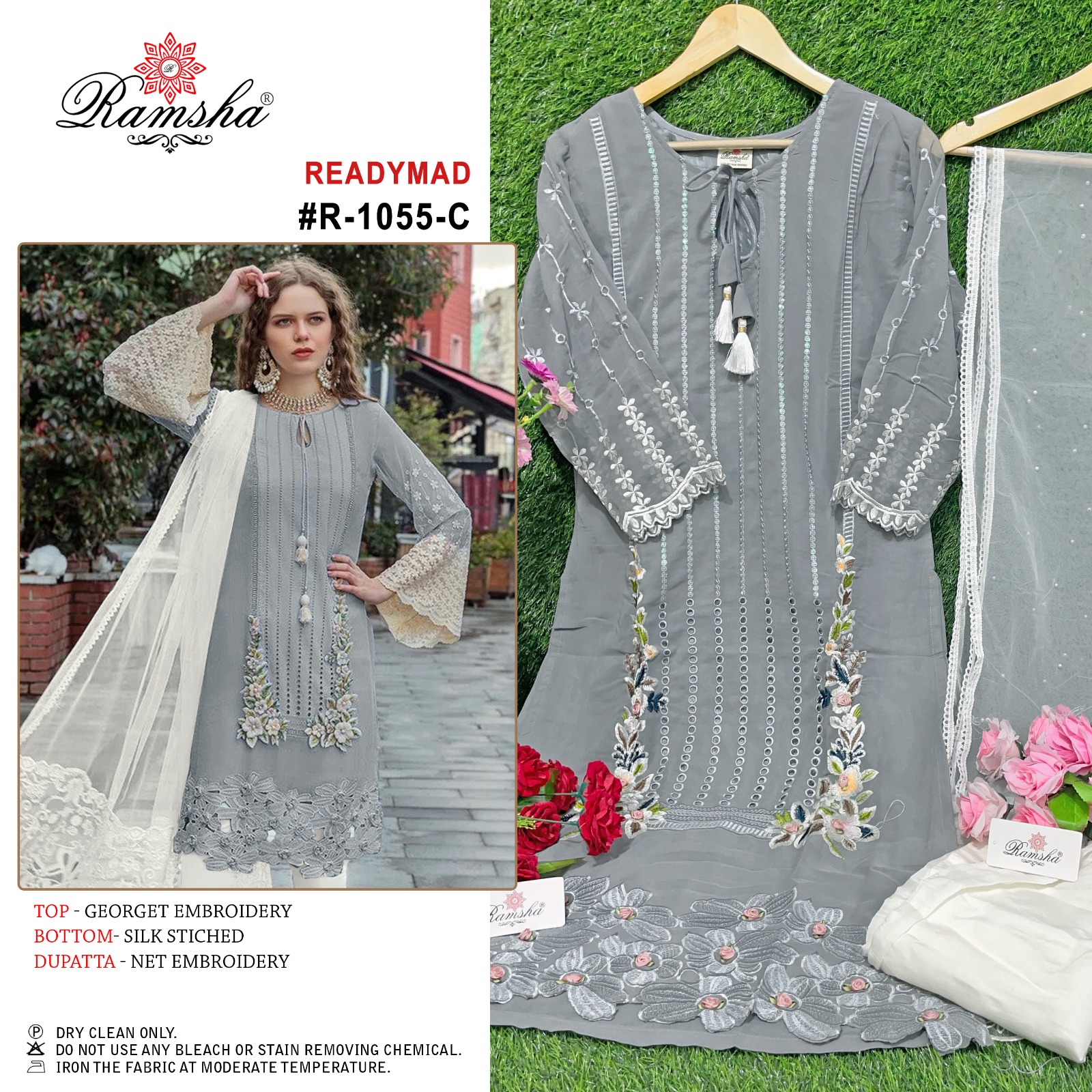 ramsha ramsha r 1055 Georgette regal look Salwar Suit With Dupatta size set