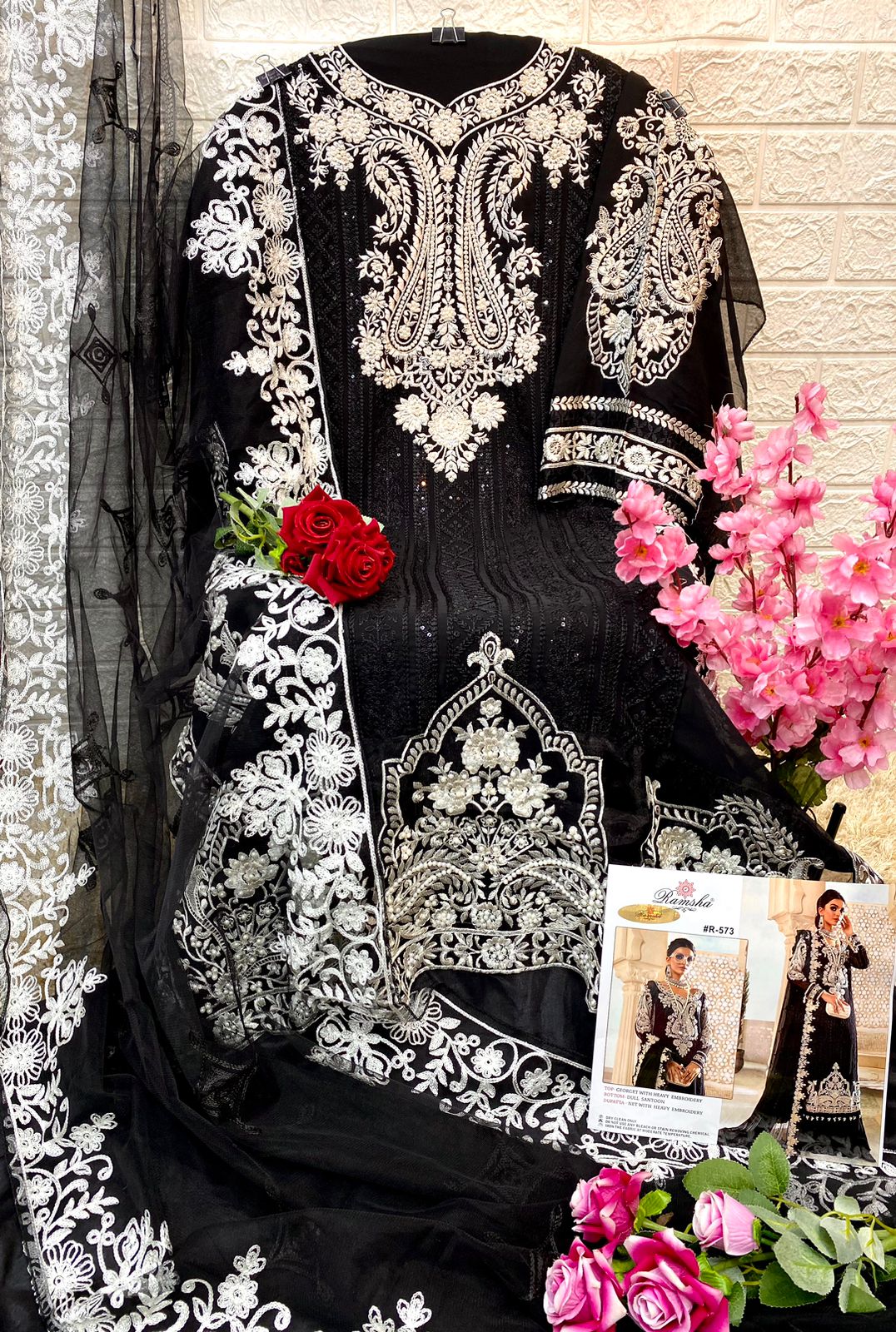 ramsha ramsha r-573 georgette regal look salwar suit single