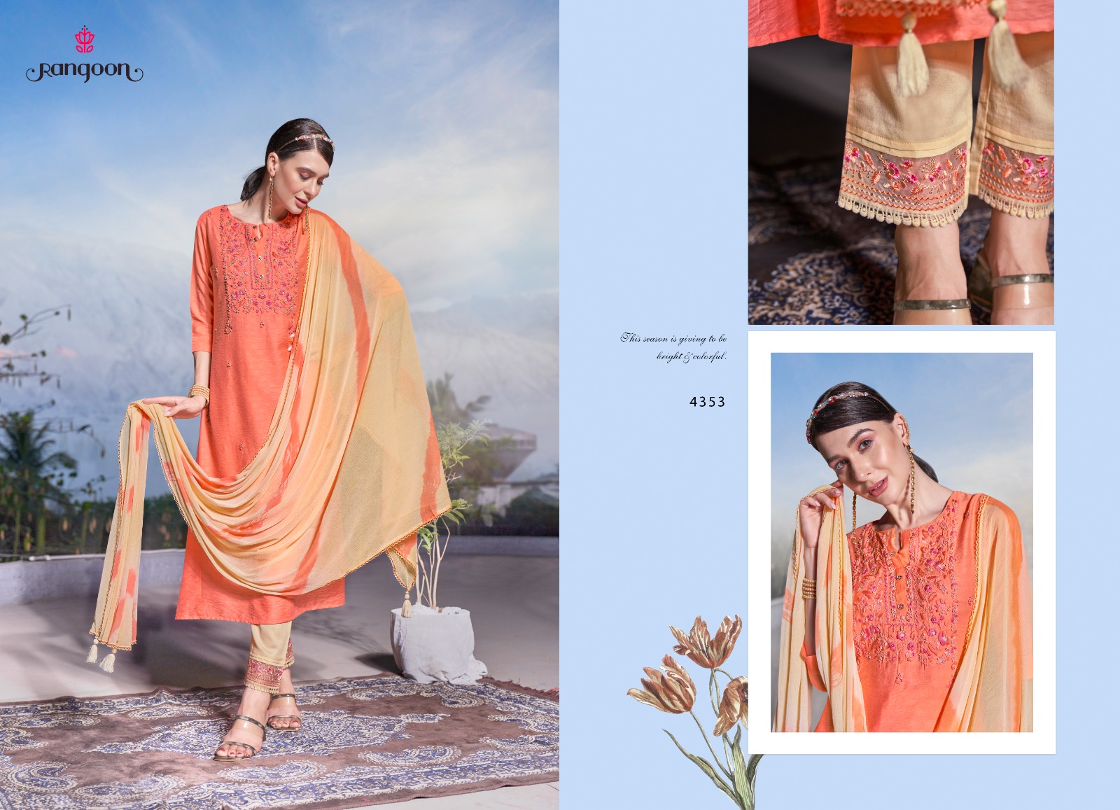 rangoon atrang viscose new and modern style top bottom with dupatta catalog