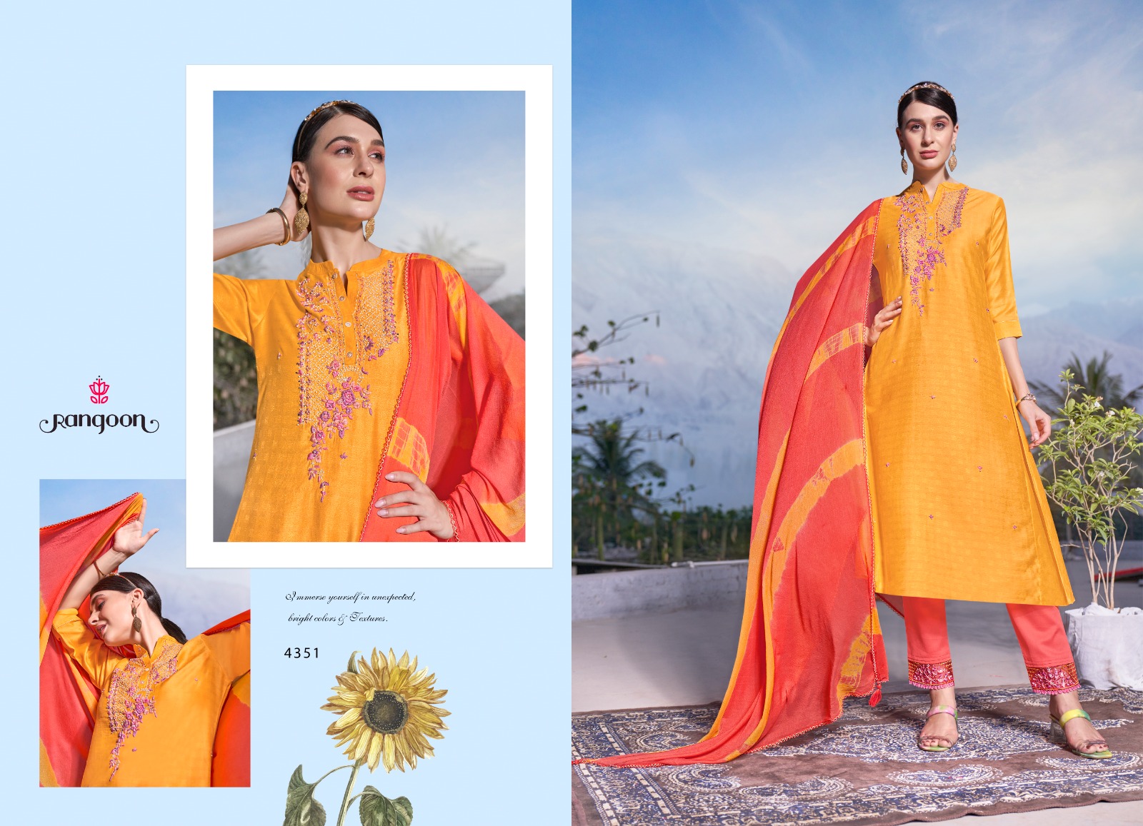 rangoon atrang viscose new and modern style top bottom with dupatta catalog