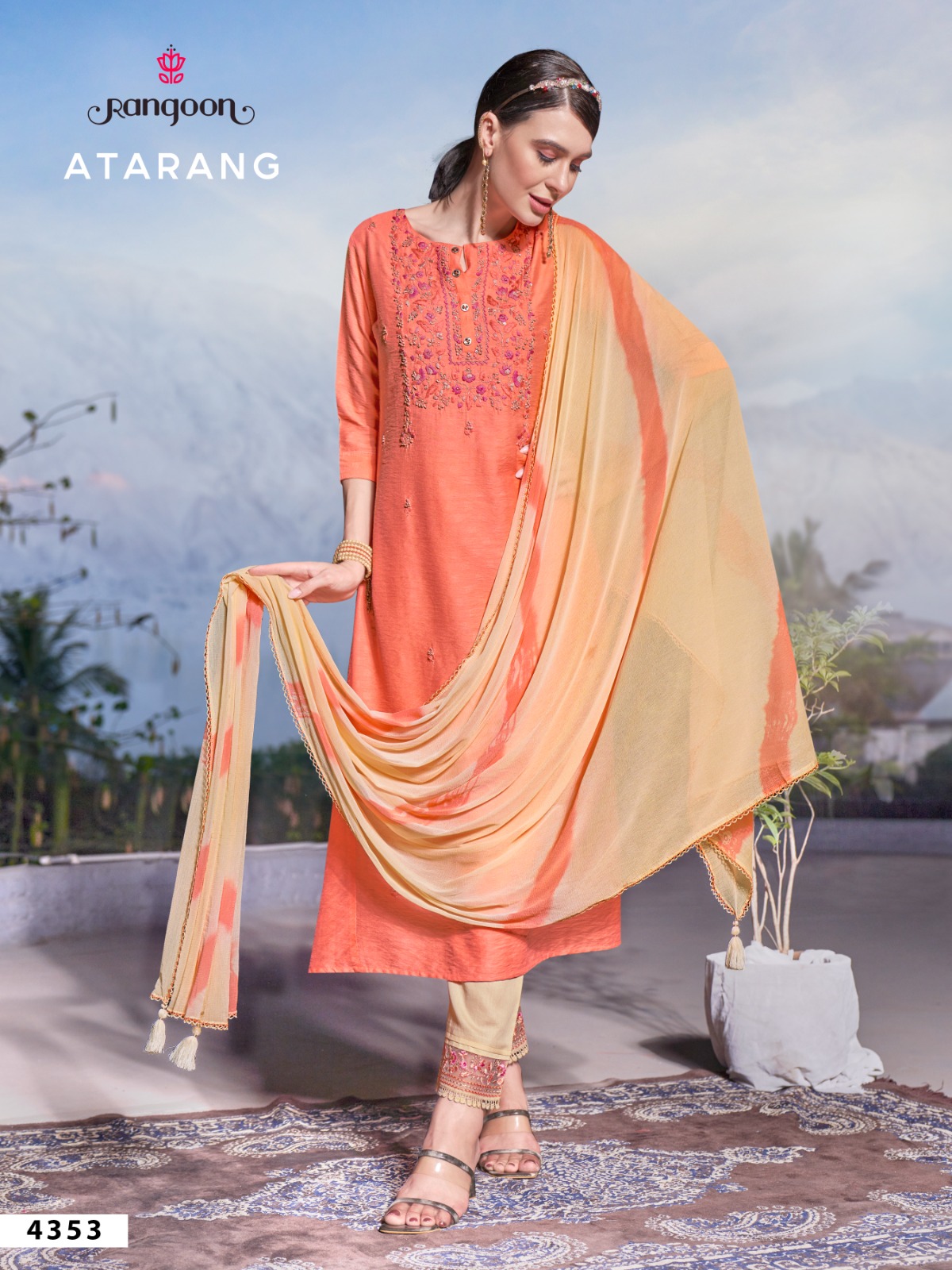 rangoon atrang viscose new and modern style top bottom with dupatta catalog