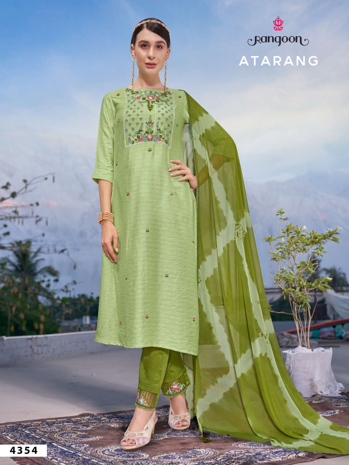 rangoon atrang viscose new and modern style top bottom with dupatta catalog