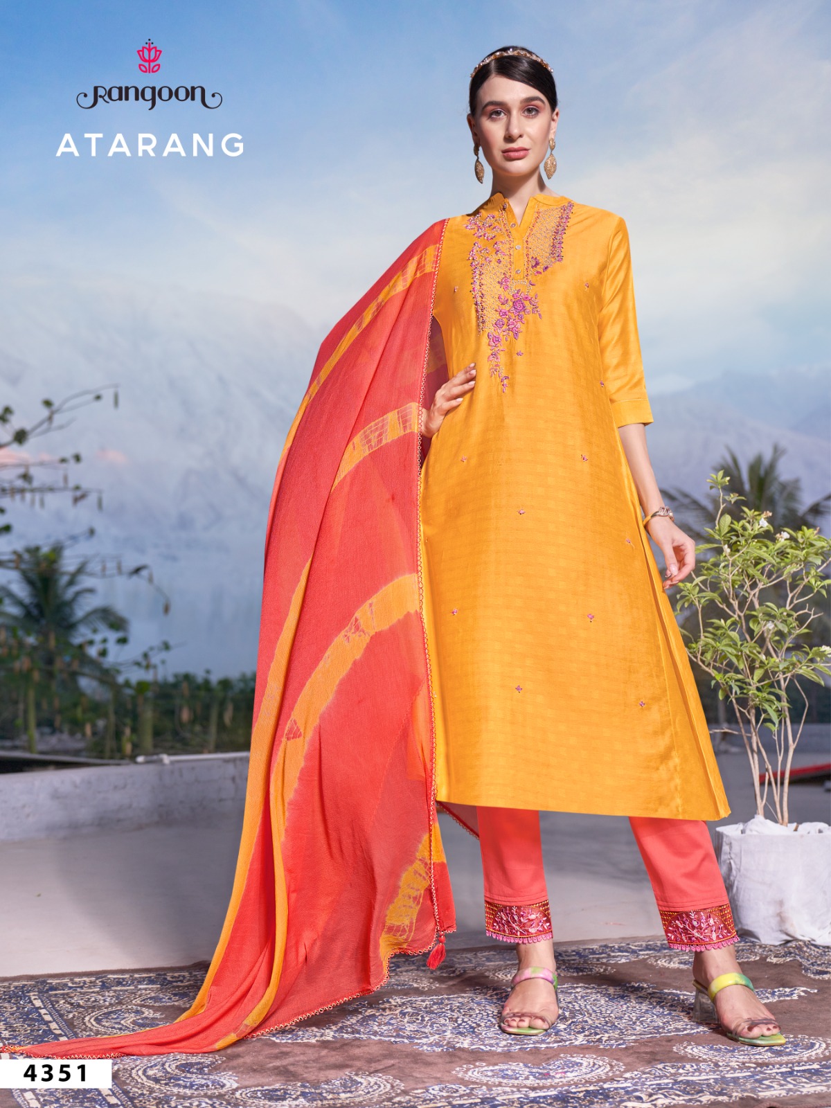 rangoon atrang viscose new and modern style top bottom with dupatta catalog