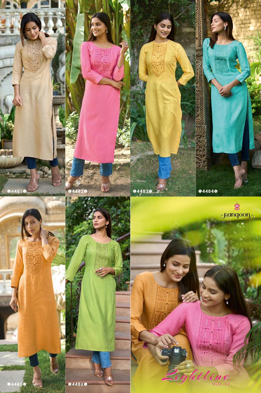 rangoon light line vol 12 fancy catchy look kurti catalog