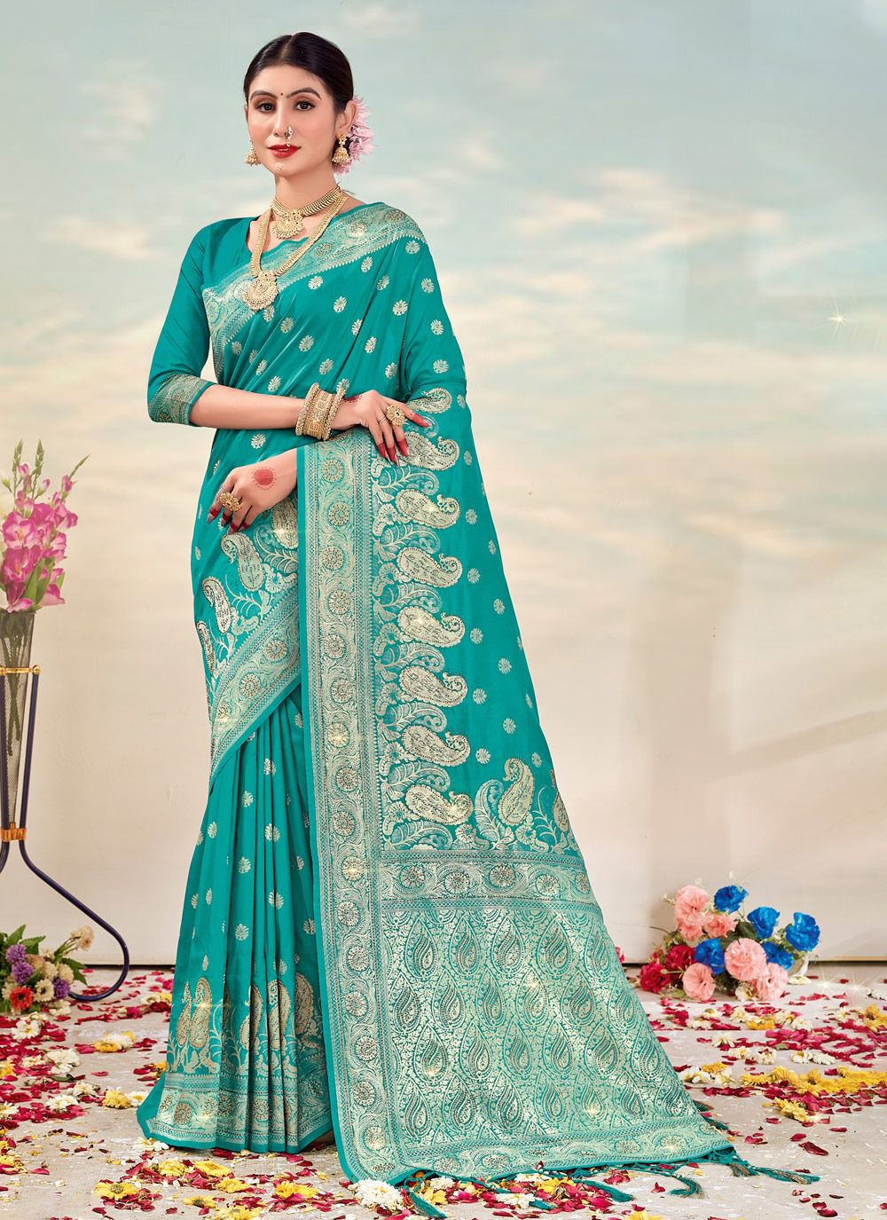 sangam print kalika Banarasi Silk regal look saree catalog