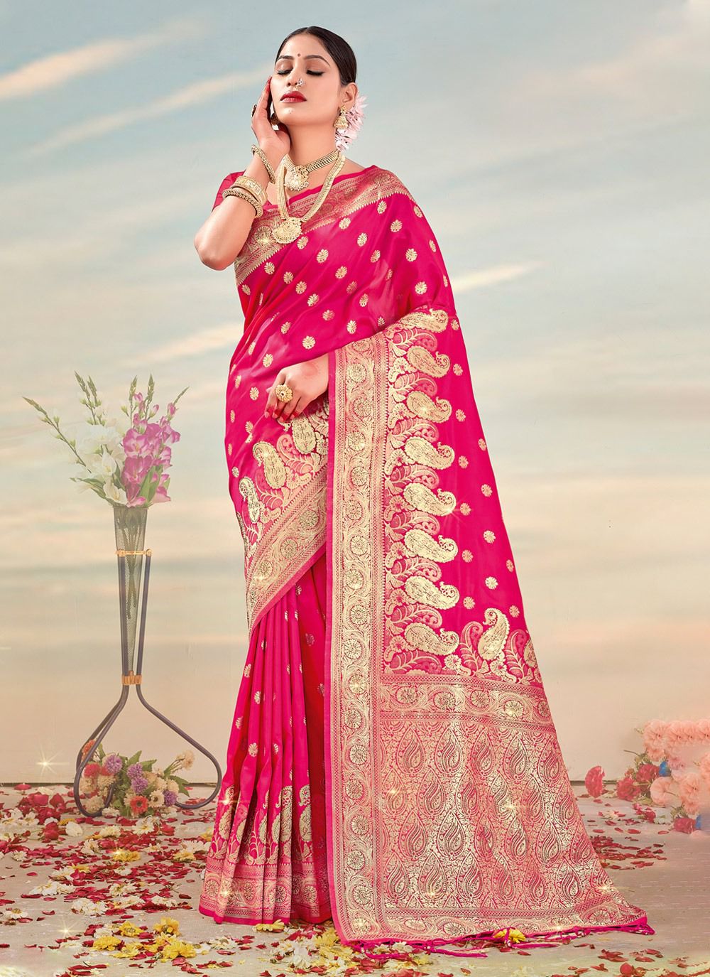 sangam print kalika Banarasi Silk regal look saree catalog