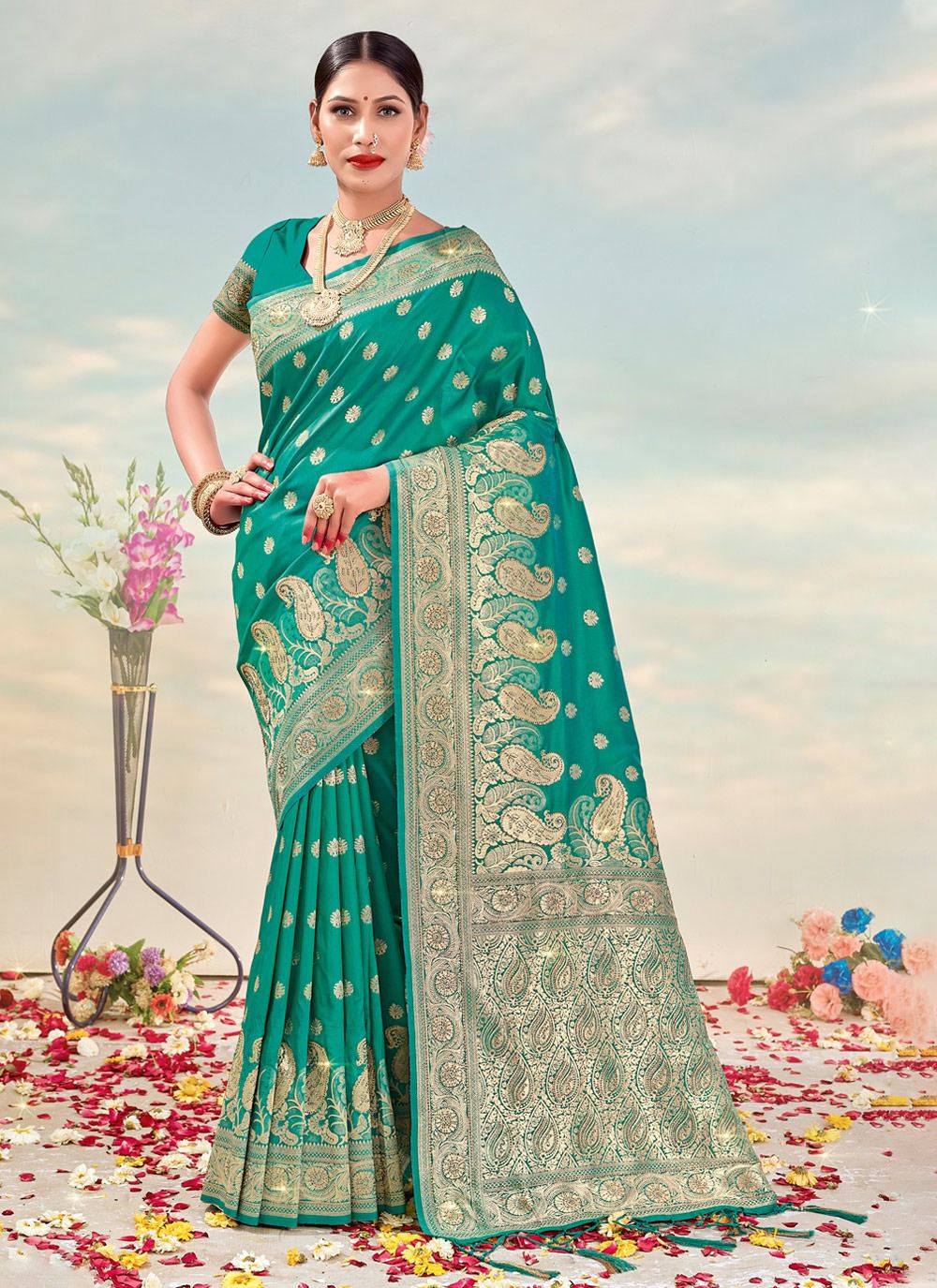 sangam print kalika Banarasi Silk regal look saree catalog