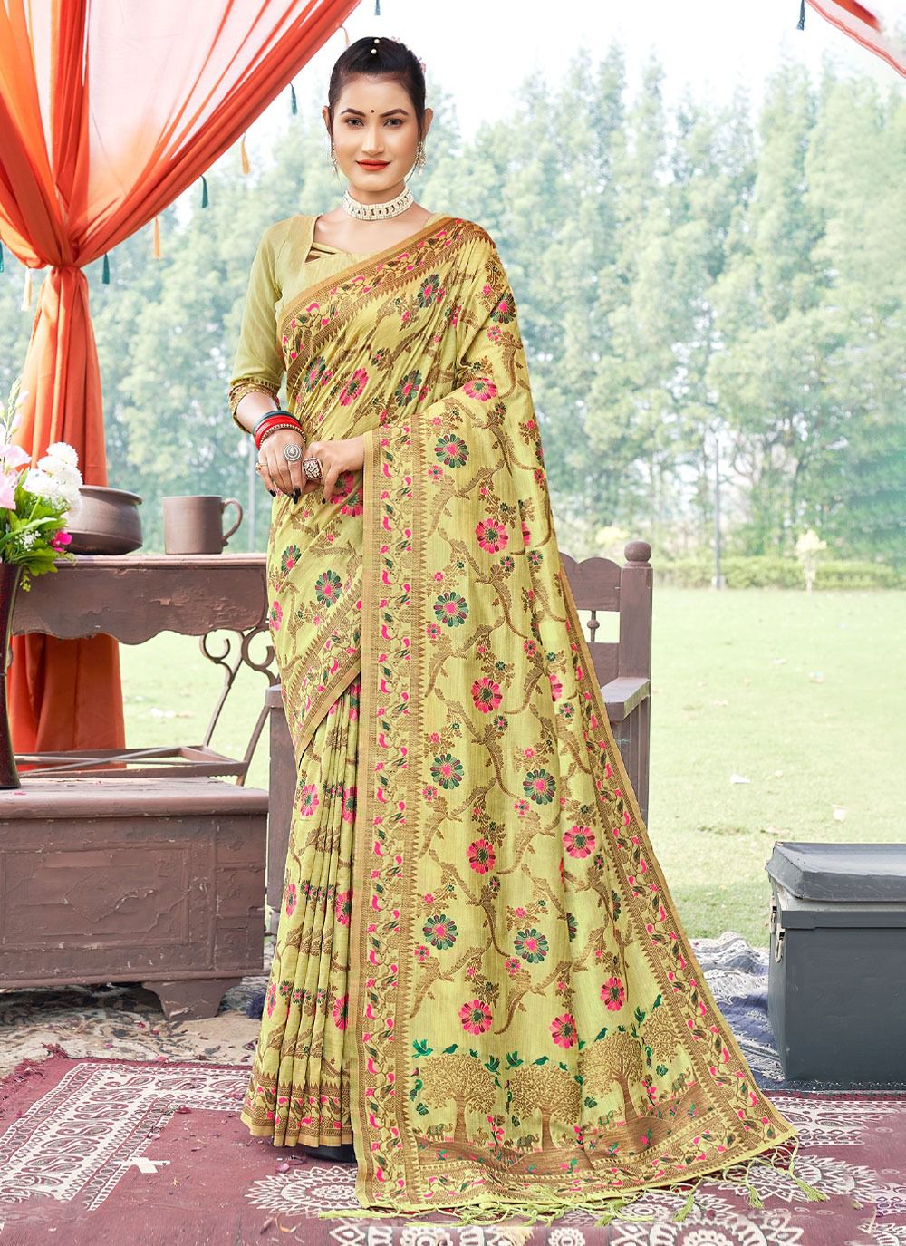 sangam print kalina silk silk regal look saree catalog