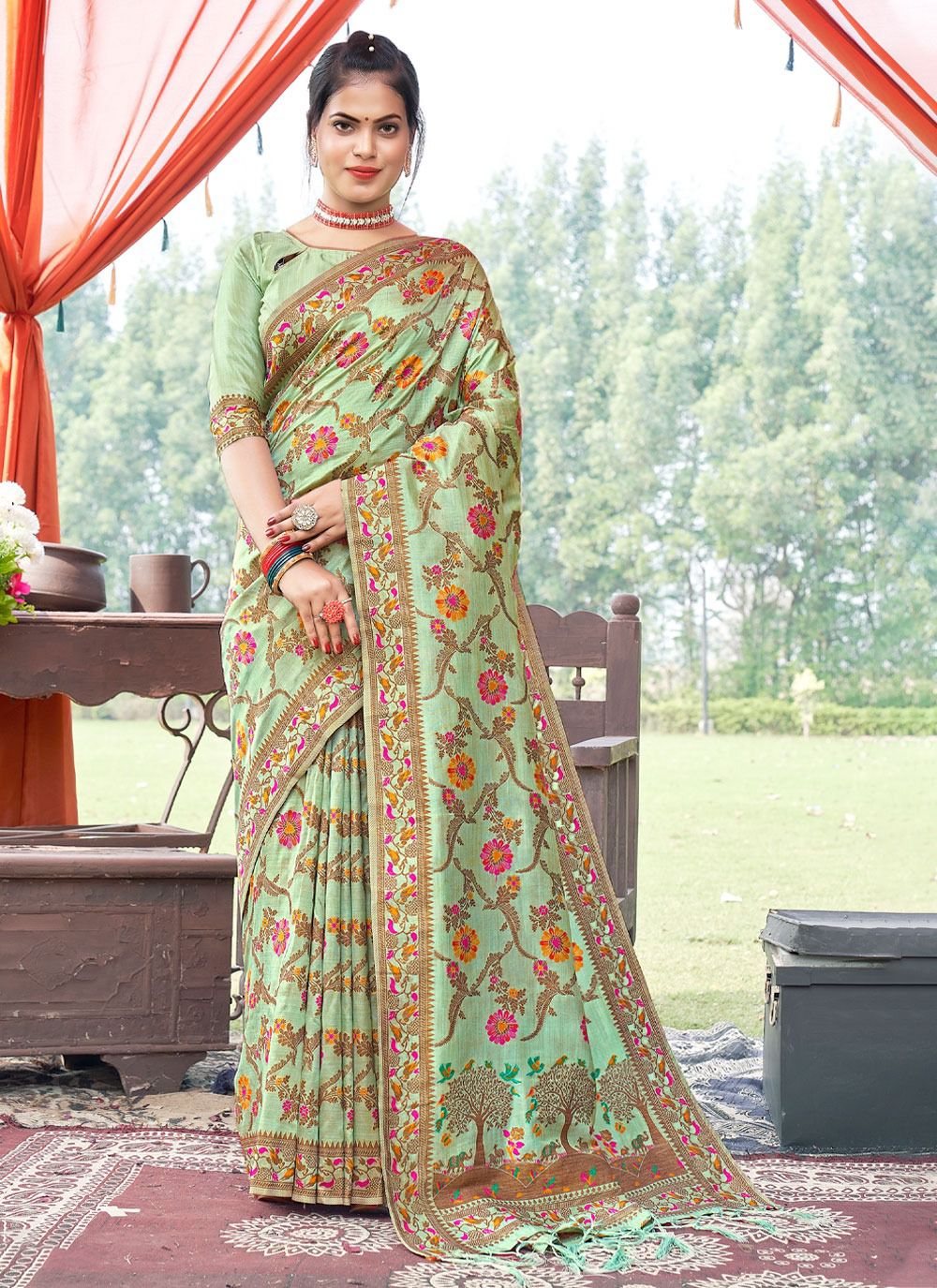 sangam print kalina silk silk regal look saree catalog