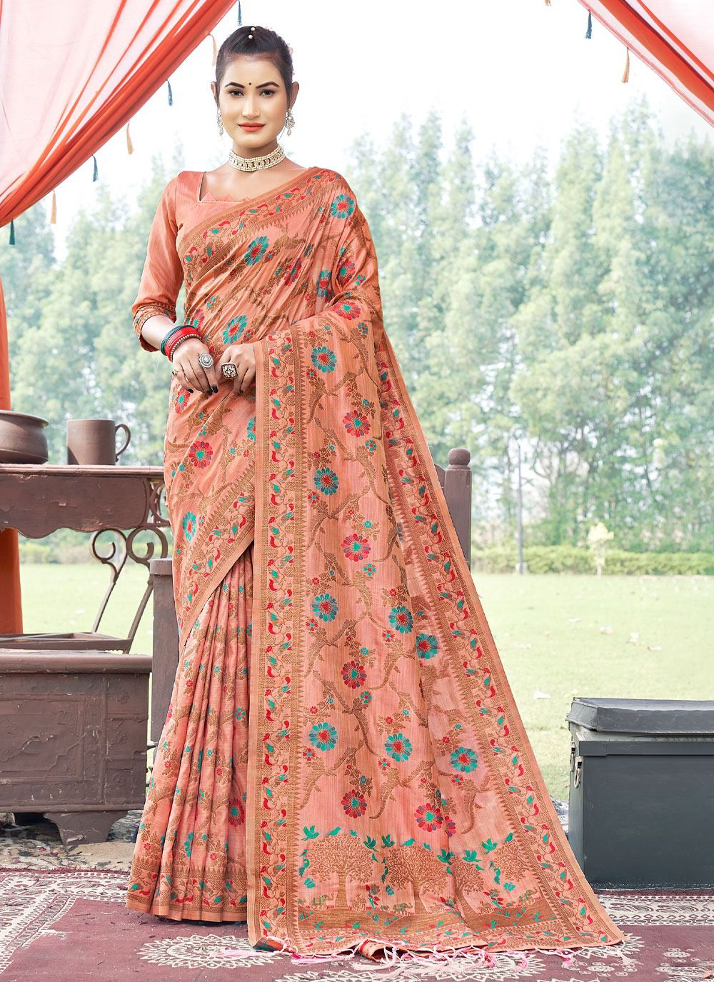 sangam print kalina silk silk regal look saree catalog