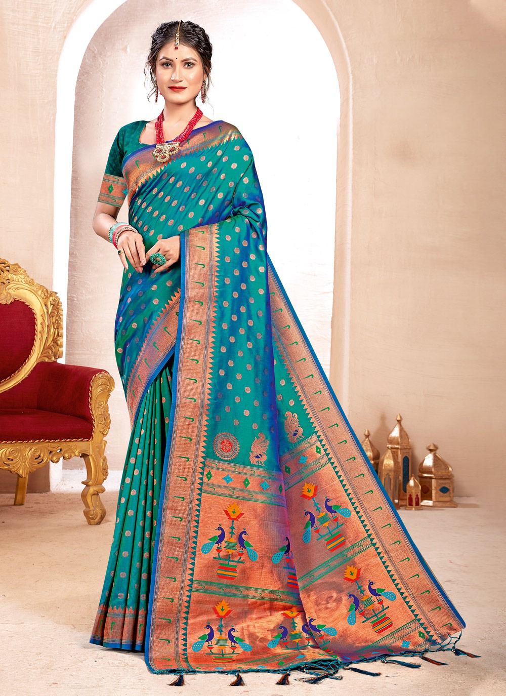 sangam print kavita silk Paithani Silk regal look saree catalog