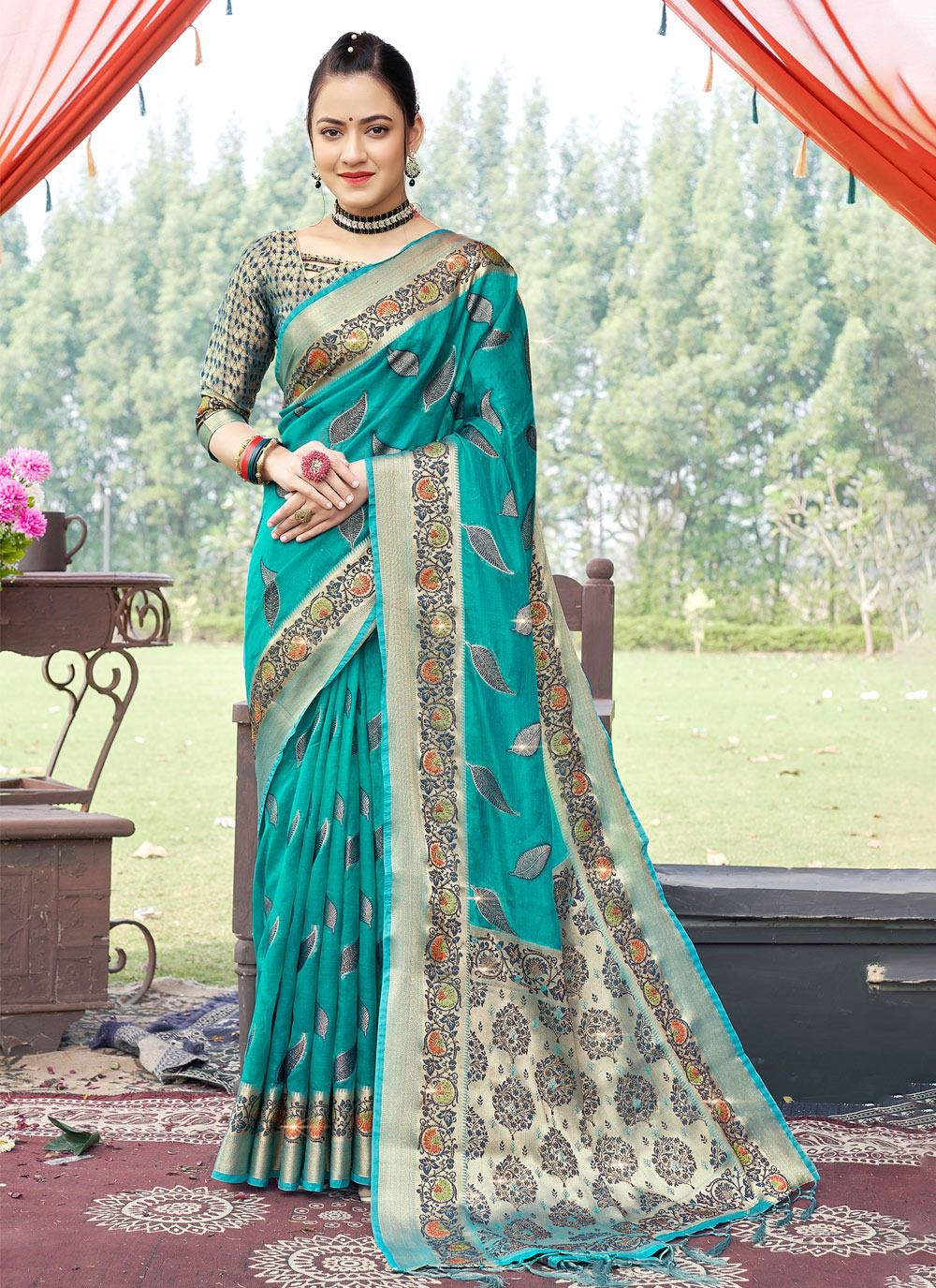 sangam print krisna organza regal look saree catalog