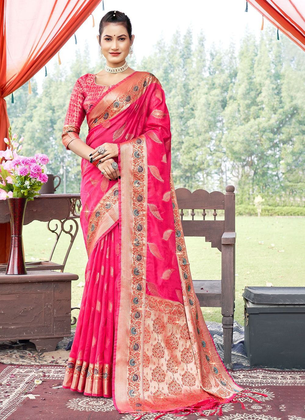 sangam print krisna organza regal look saree catalog