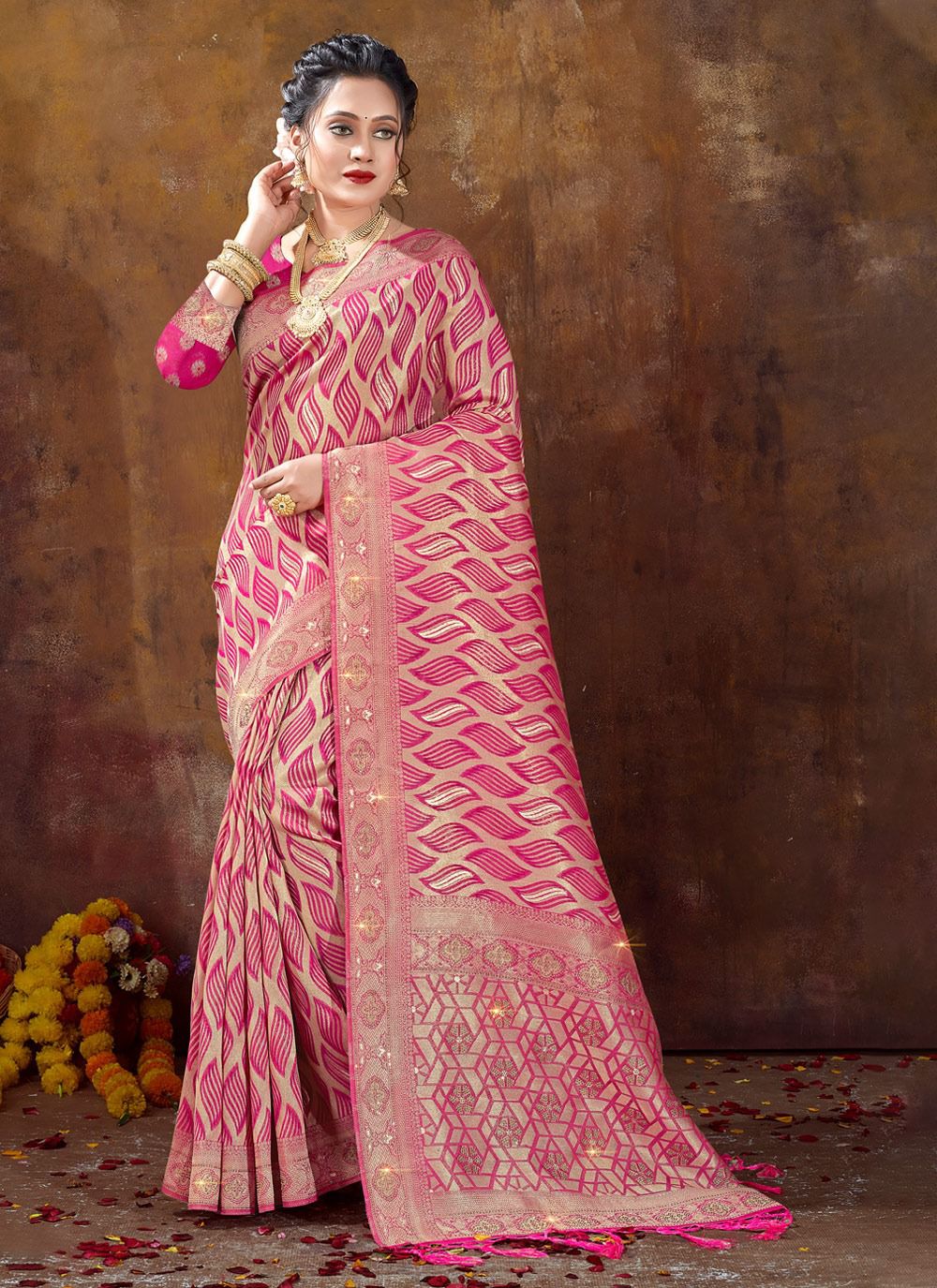 sangam print lajja organza regal look saree catalog