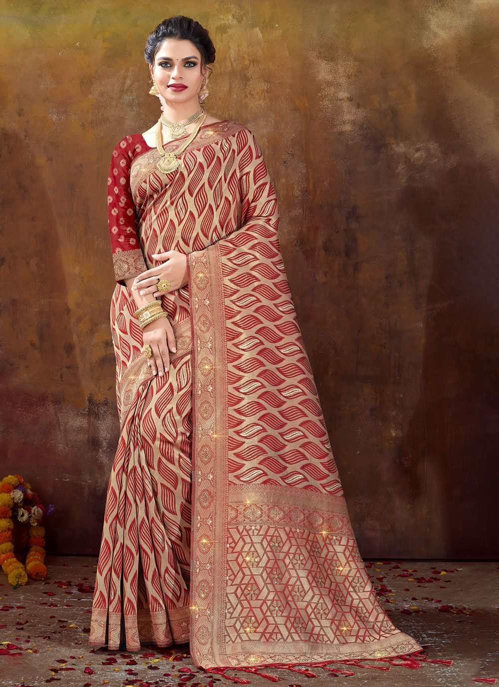 sangam print lajja organza regal look saree catalog