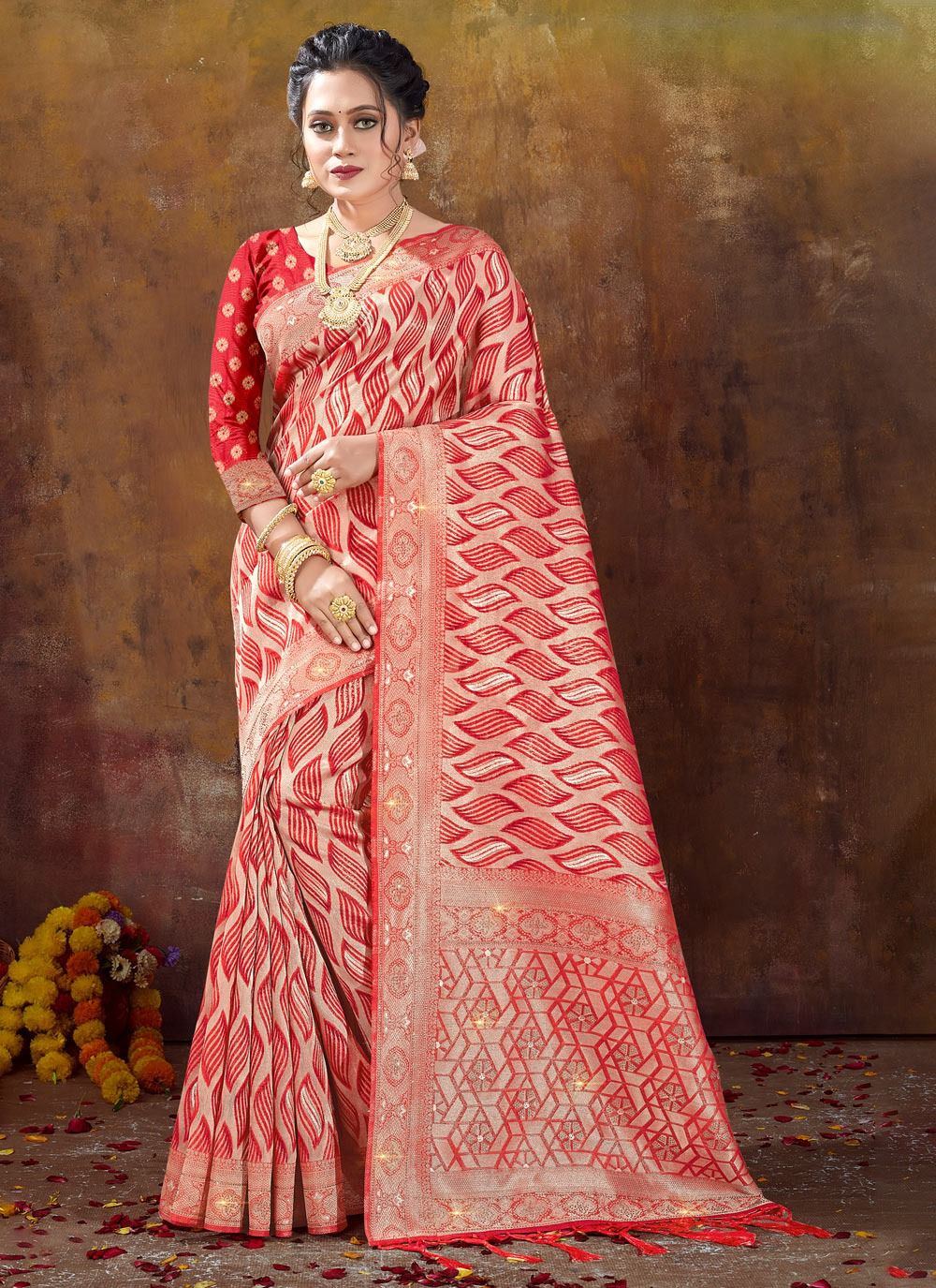 sangam print lajja organza regal look saree catalog