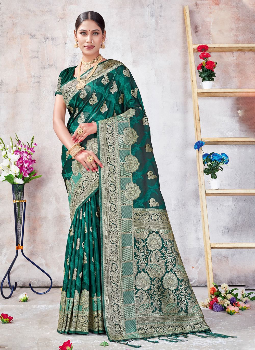 sangam print mukta Banarasi Silk regal look saree catalog