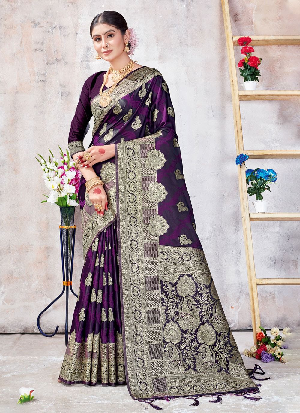 sangam print mukta Banarasi Silk regal look saree catalog