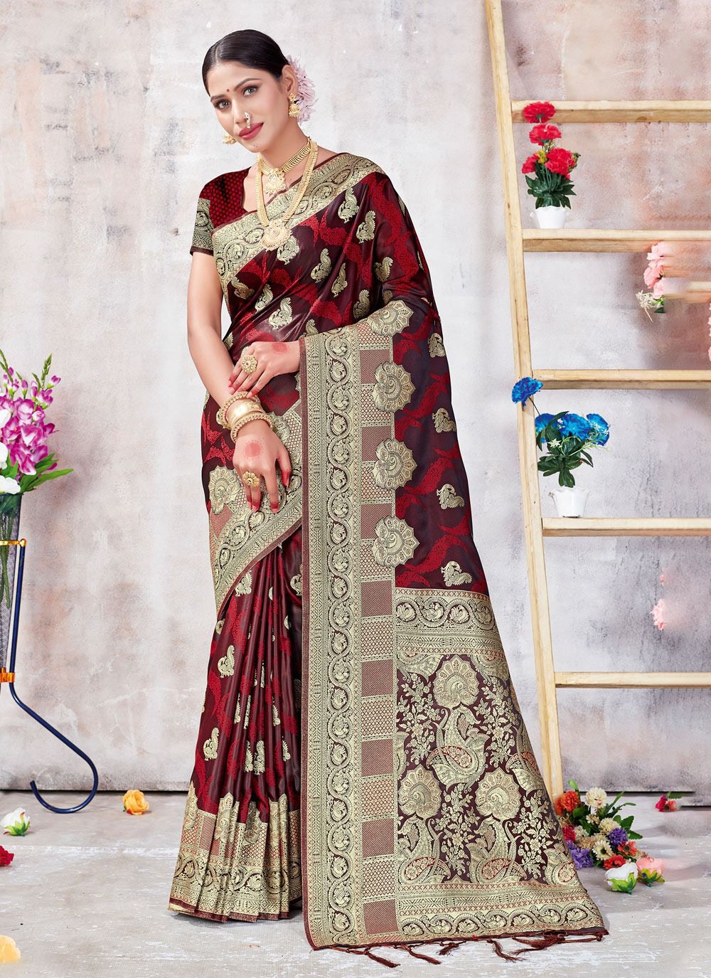 sangam print mukta Banarasi Silk regal look saree catalog