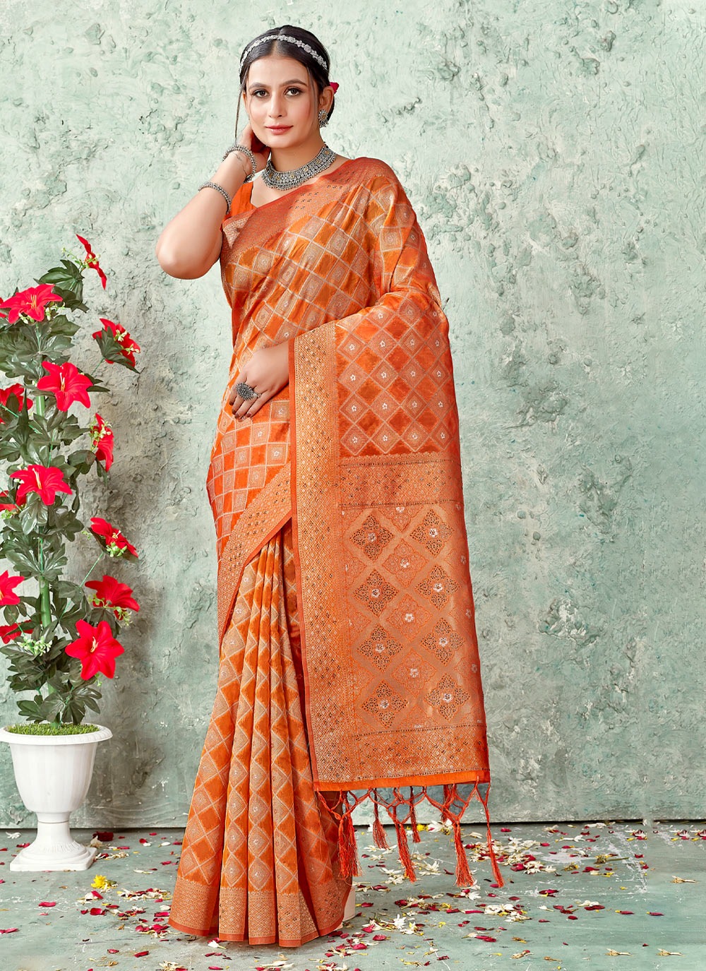 sangam print nandita organza graceful look saree catalog