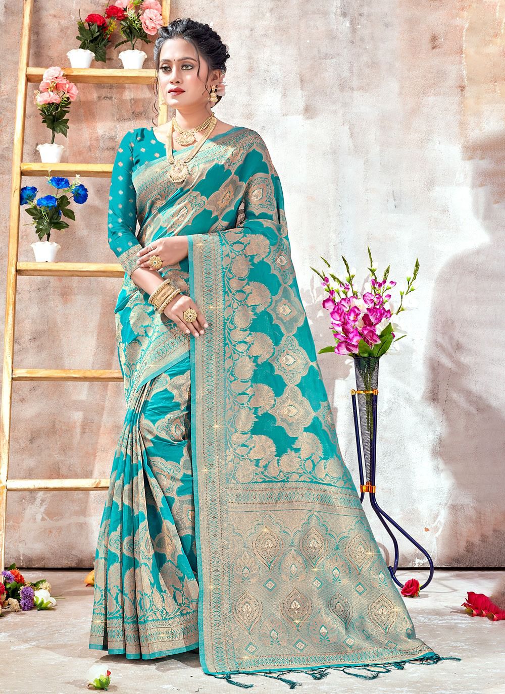 sangam print rukmani organza regal look saree catalog