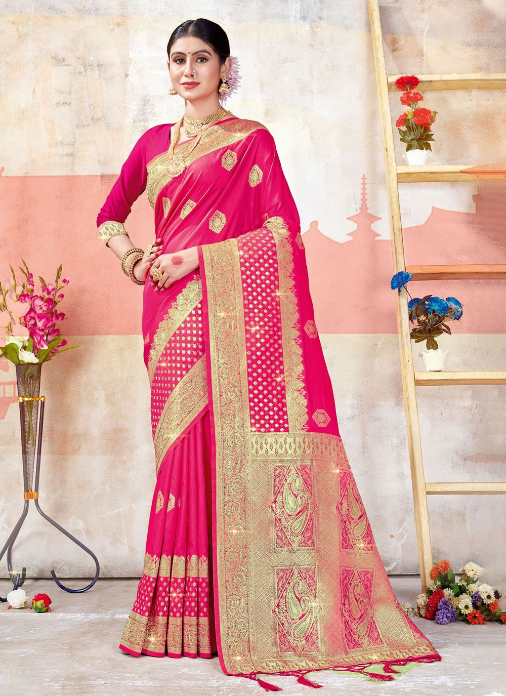 sangam print sarover Banarasi Silk regal look saree catalog