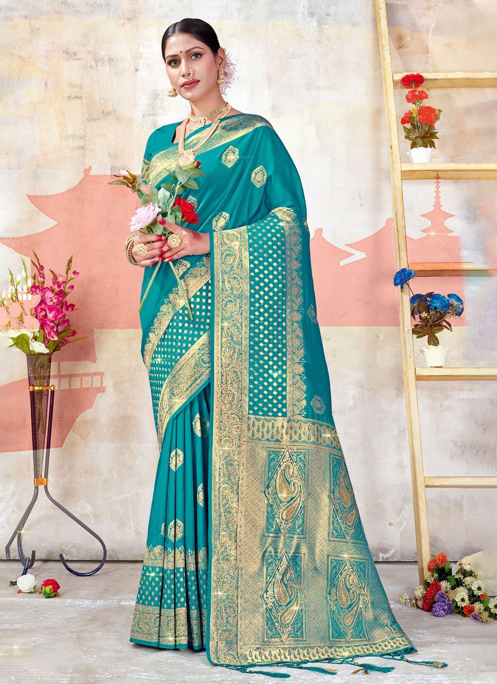 sangam print sarover Banarasi Silk regal look saree catalog