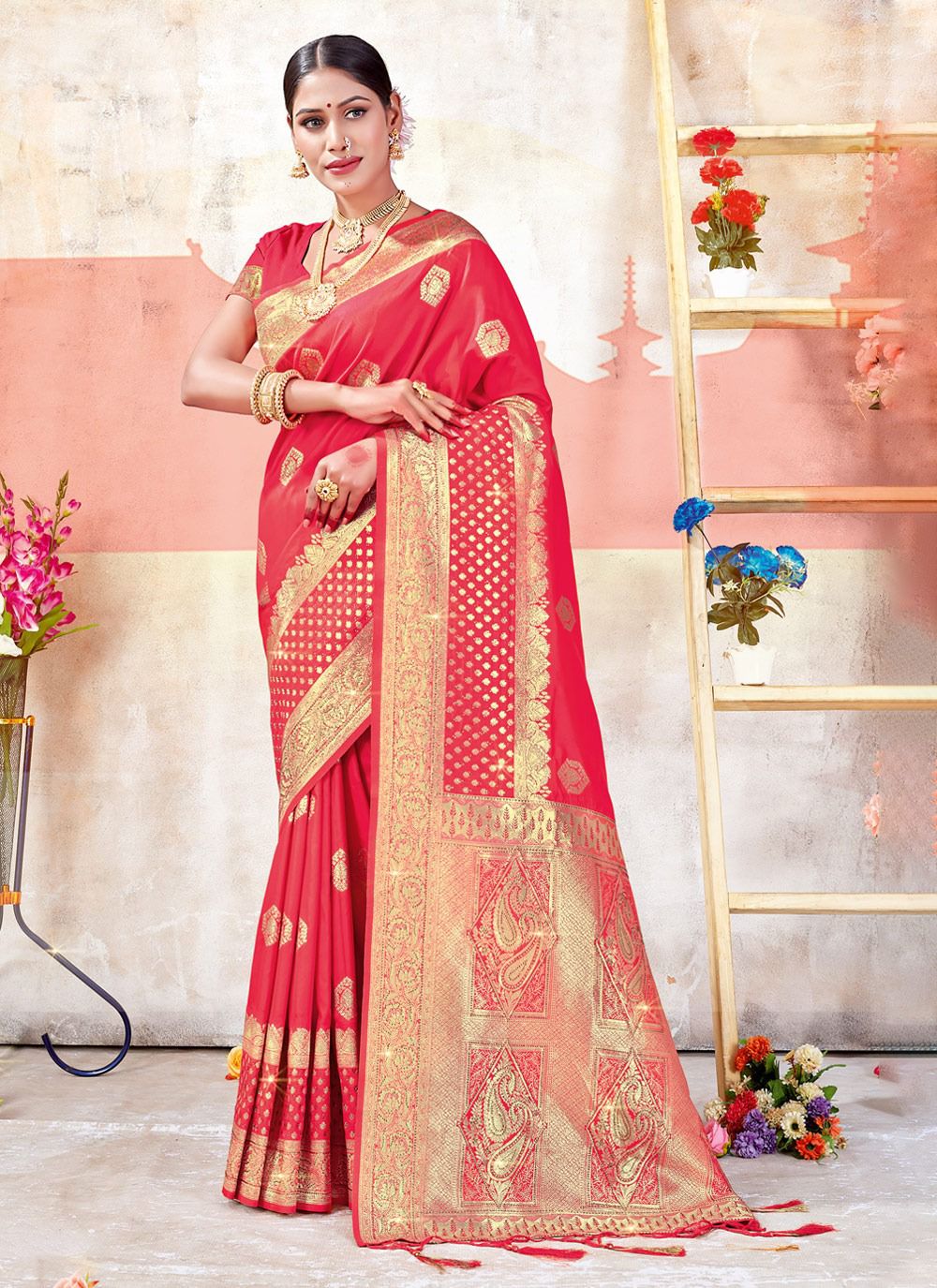 sangam print sarover Banarasi Silk regal look saree catalog