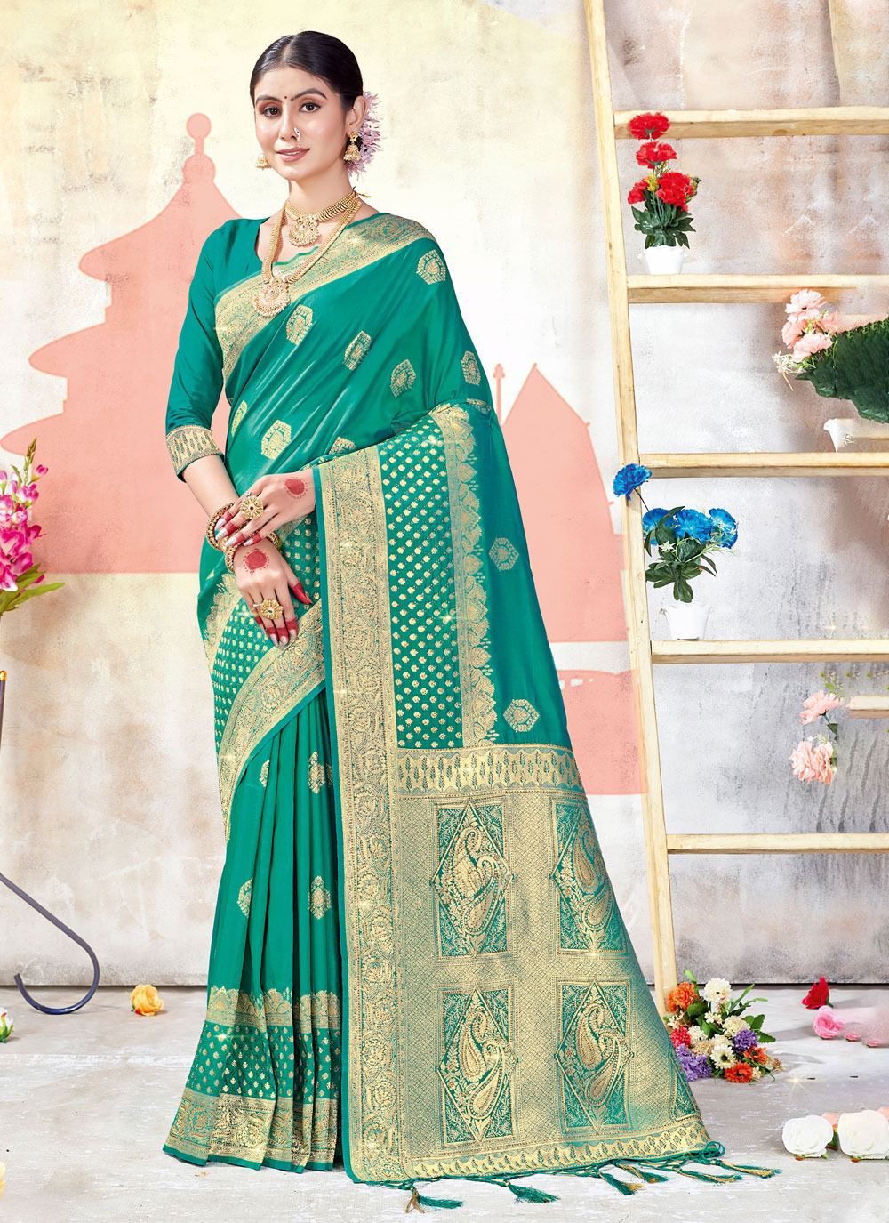 sangam print sarover Banarasi Silk regal look saree catalog