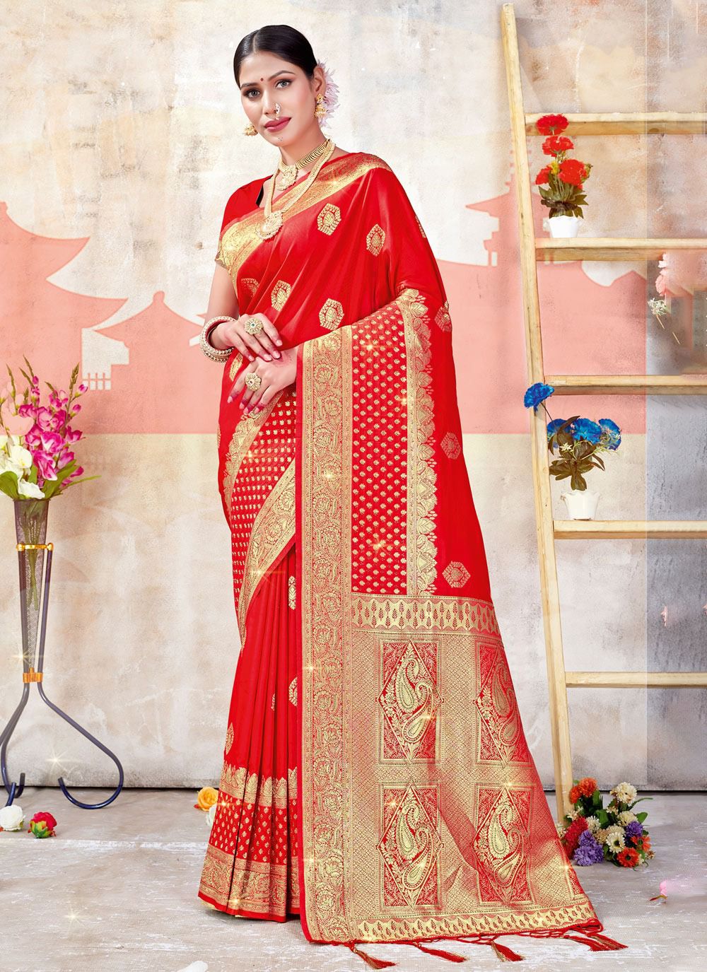 sangam print sarover Banarasi Silk regal look saree catalog