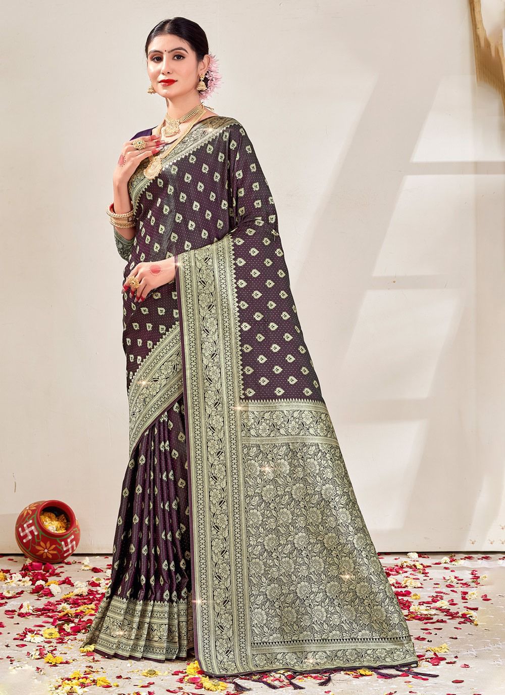 sangam print tanya Banarasi Silk regal look saree catalog