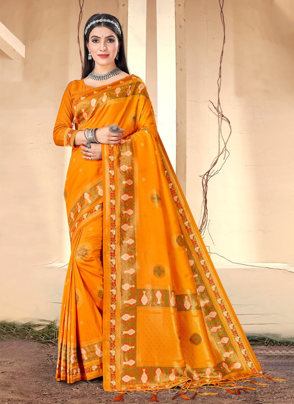 sangam print vishaka Banarasi Silk regal look saree catalog