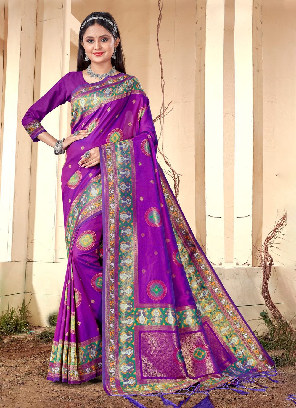 sangam print vishaka Banarasi Silk regal look saree catalog