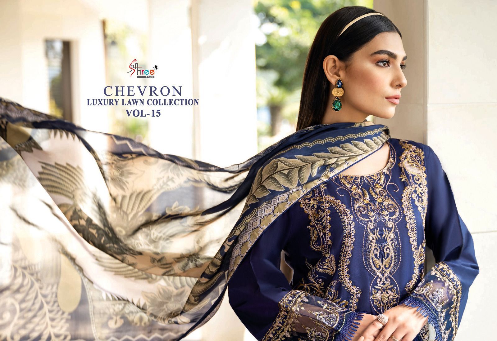 Shee fabs chevron luxury lawn collection vol 15 lawn decent  look salwar suit with siffon dupatta catalog