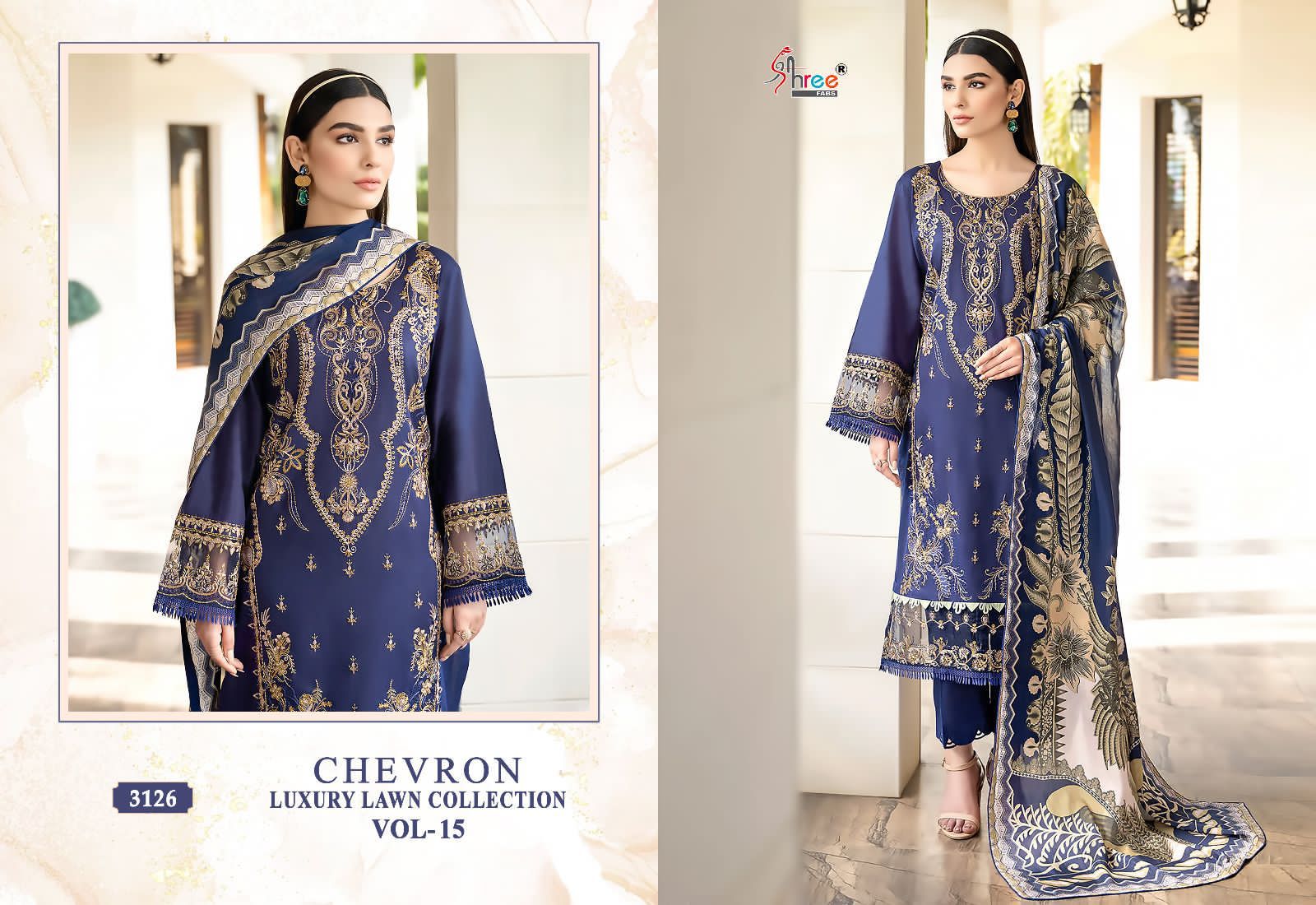 Shee fabs chevron luxury lawn collection vol 15 lawn decent  look salwar suit with siffon dupatta catalog