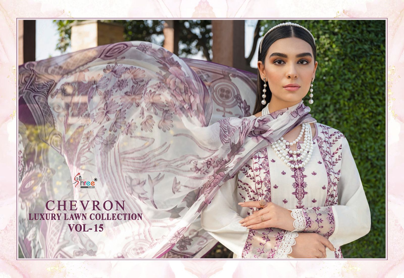 Shee fabs chevron luxury lawn collection vol 15 lawn decent  look salwar suit with siffon dupatta catalog