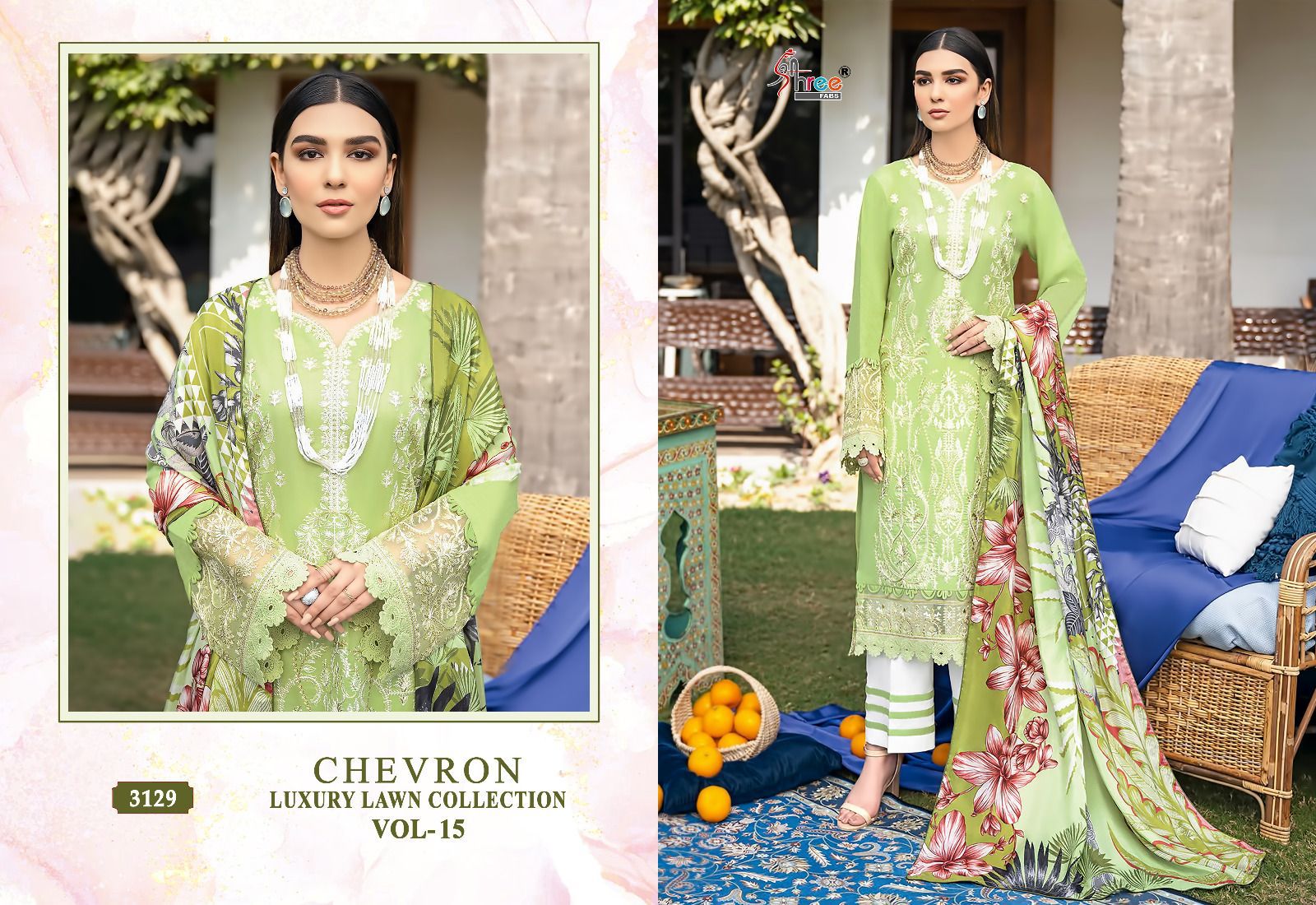 Shee fabs chevron luxury lawn collection vol 15 lawn decent  look salwar suit with siffon dupatta catalog