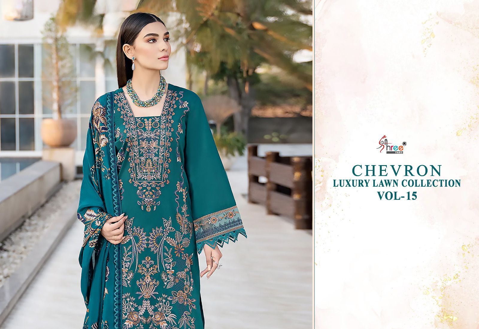 Shee fabs chevron luxury lawn collection vol 15 lawn decent  look salwar suit with siffon dupatta catalog