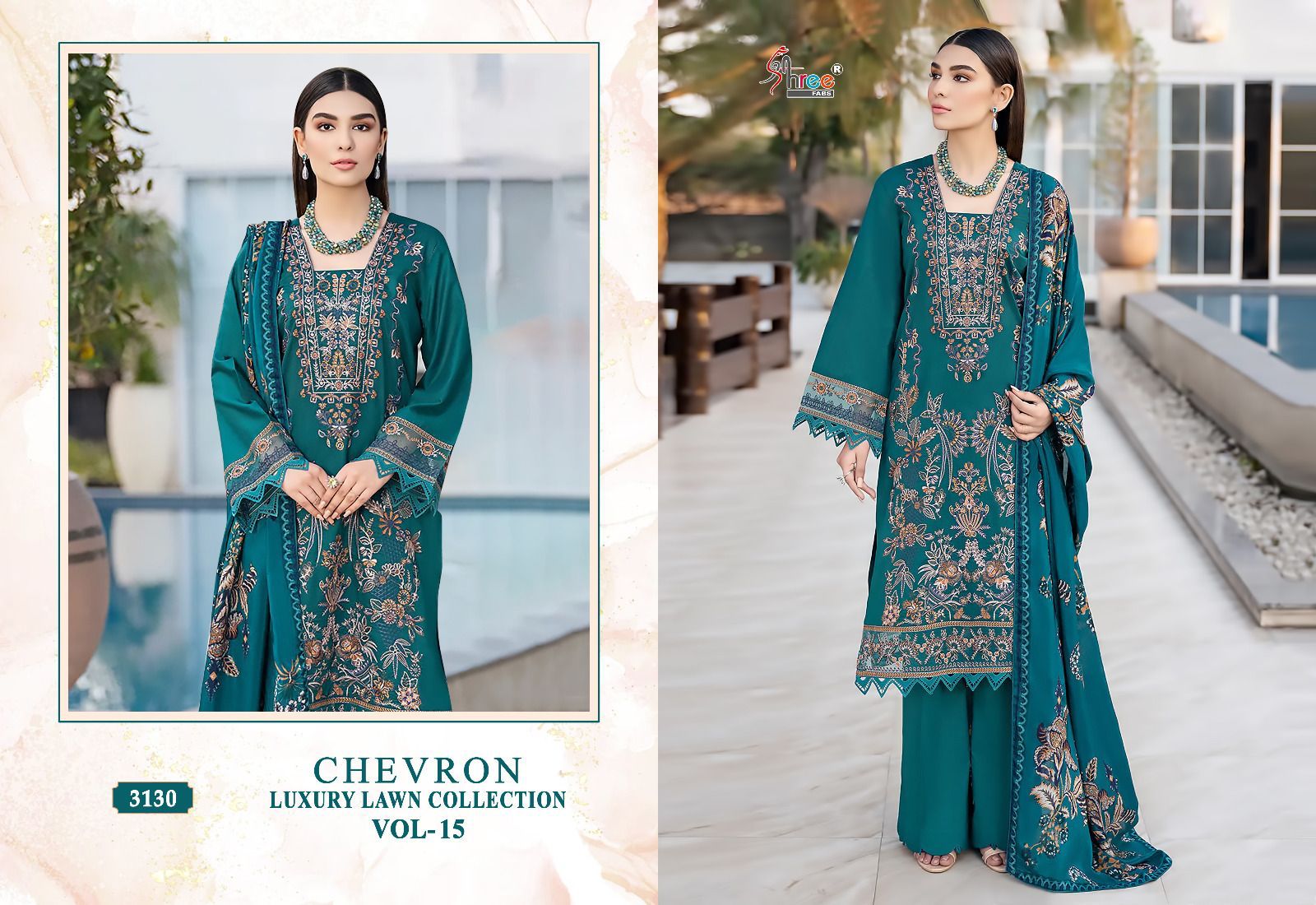 Shee fabs chevron luxury lawn collection vol 15 lawn decent  look salwar suit with siffon dupatta catalog