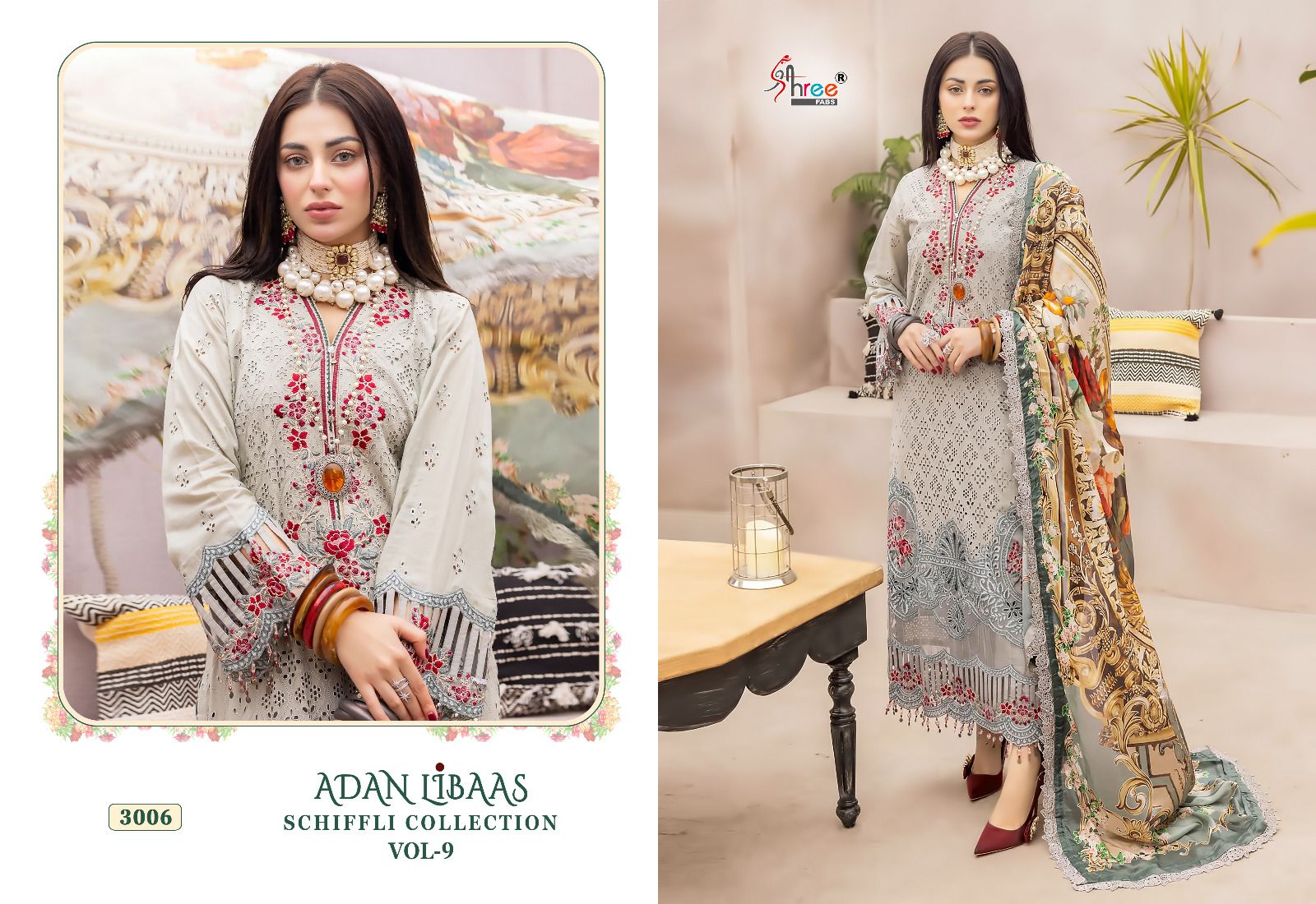 shree fabs Adan Libaas Schiffli Collection Vol 9 cotton innovative look salwar suit catalog