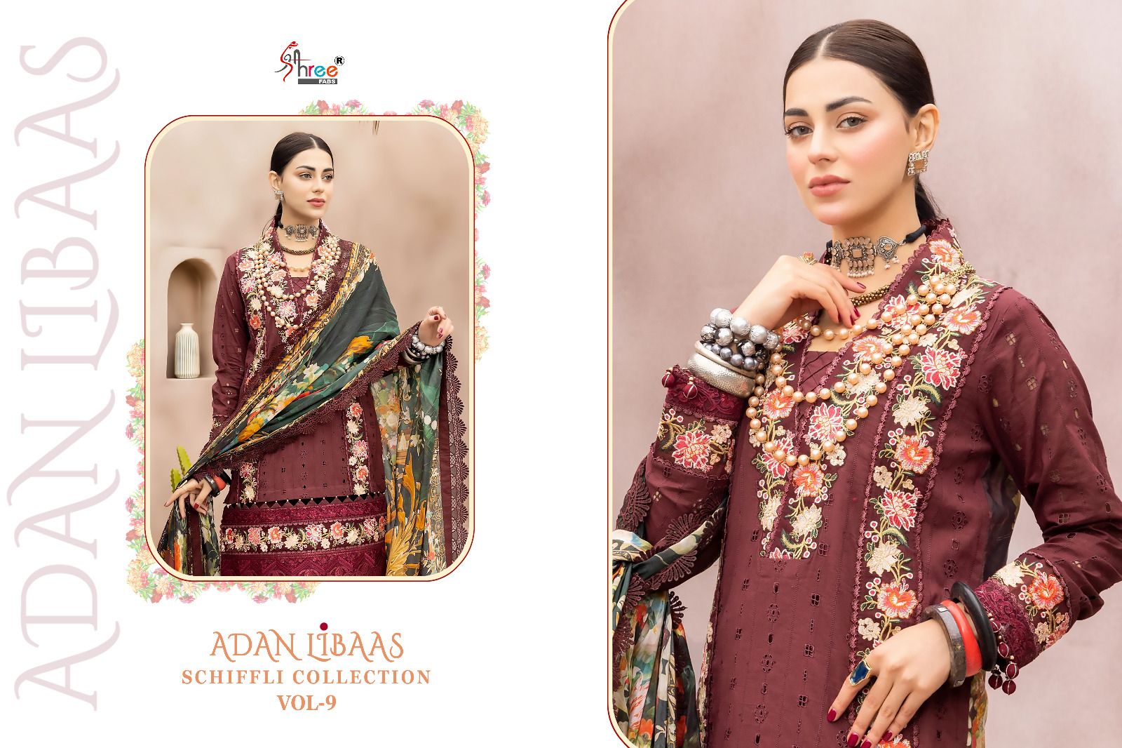 shree fabs Adan Libaas Schiffli Collection Vol 9 cotton innovative look salwar suit catalog