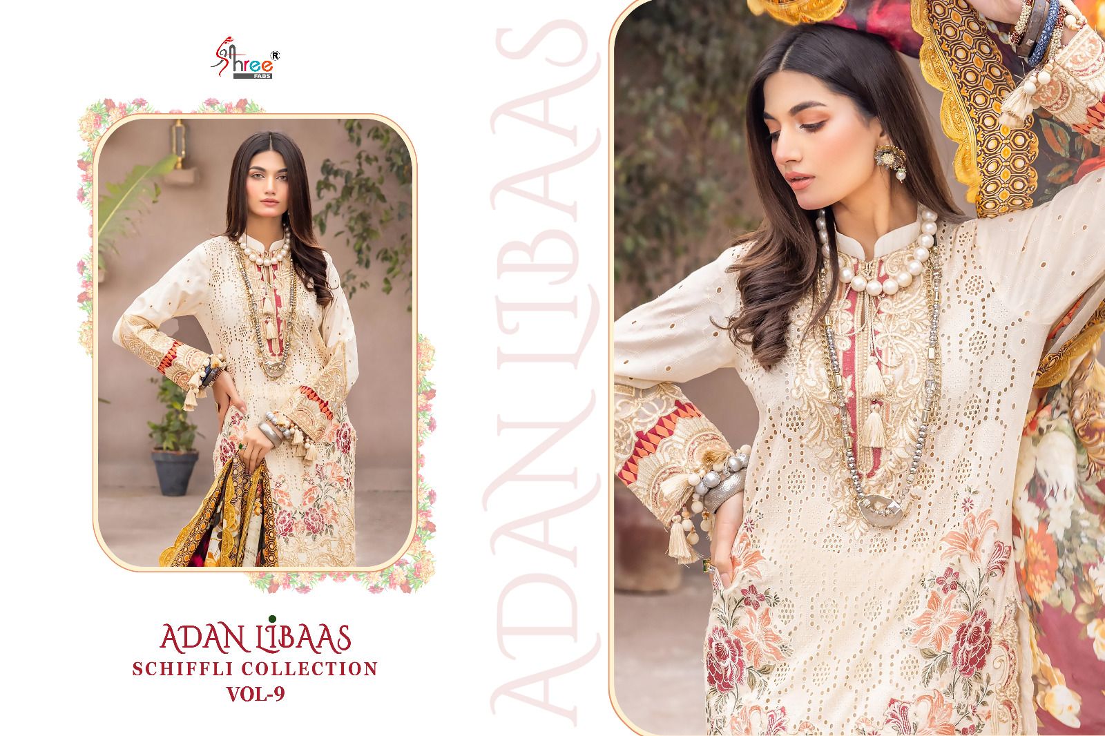 shree fabs Adan Libaas Schiffli Collection Vol 9 cotton innovative look salwar suit catalog