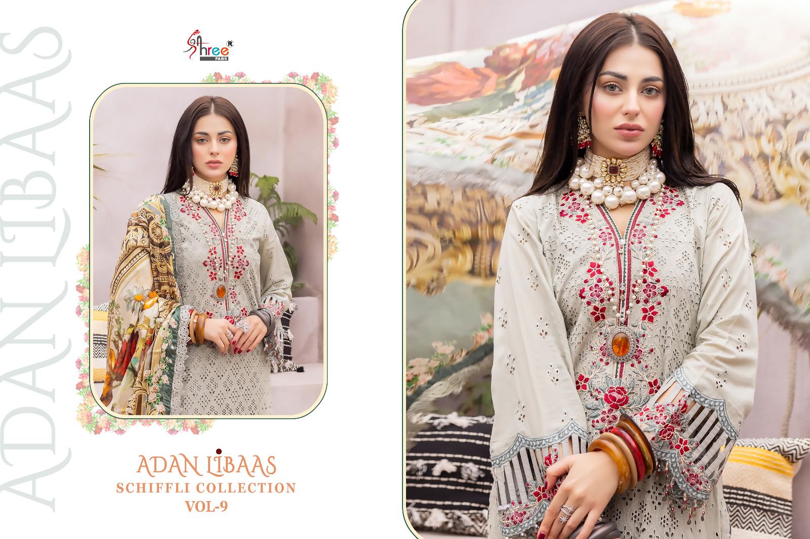 shree fabs Adan Libaas Schiffli Collection Vol 9 cotton innovative look salwar suit catalog