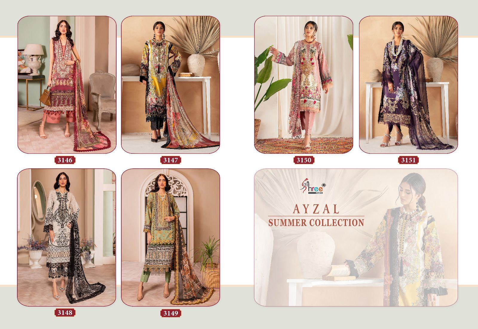 shree fabs ayzel summer collection cotton decent look salwar suit with siffon dupatta catalog