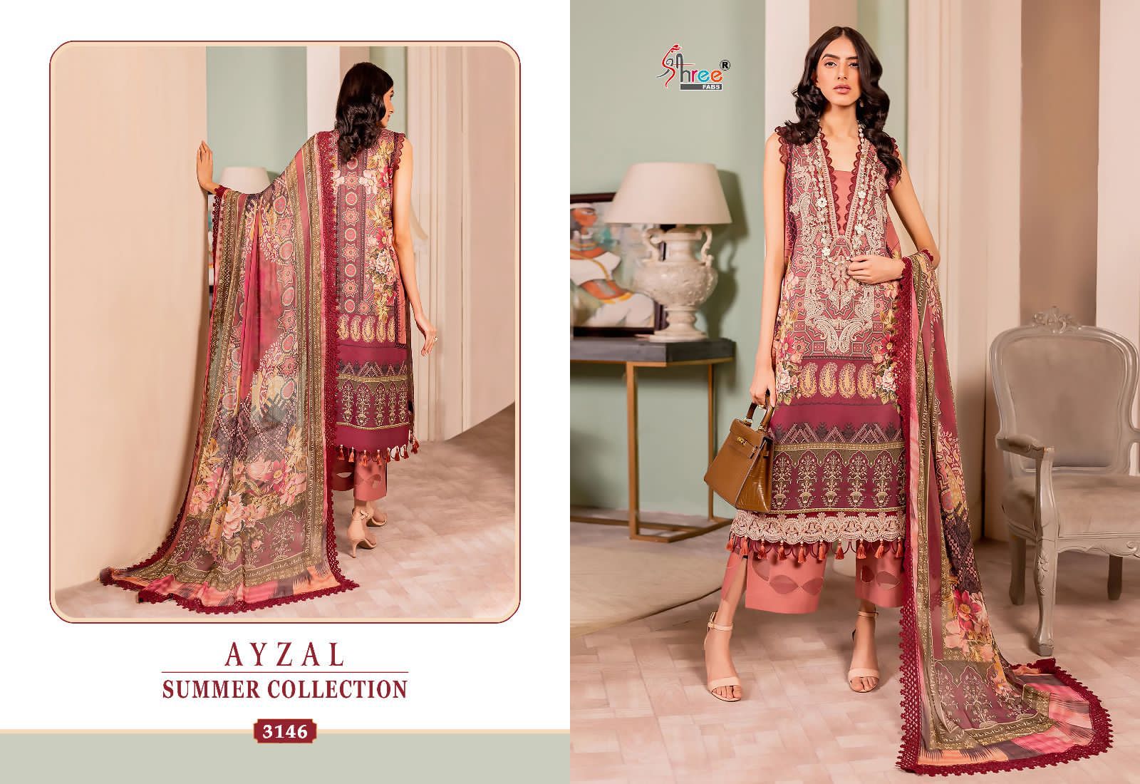 shree fabs ayzel summer collection cotton decent look salwar suit with siffon dupatta catalog