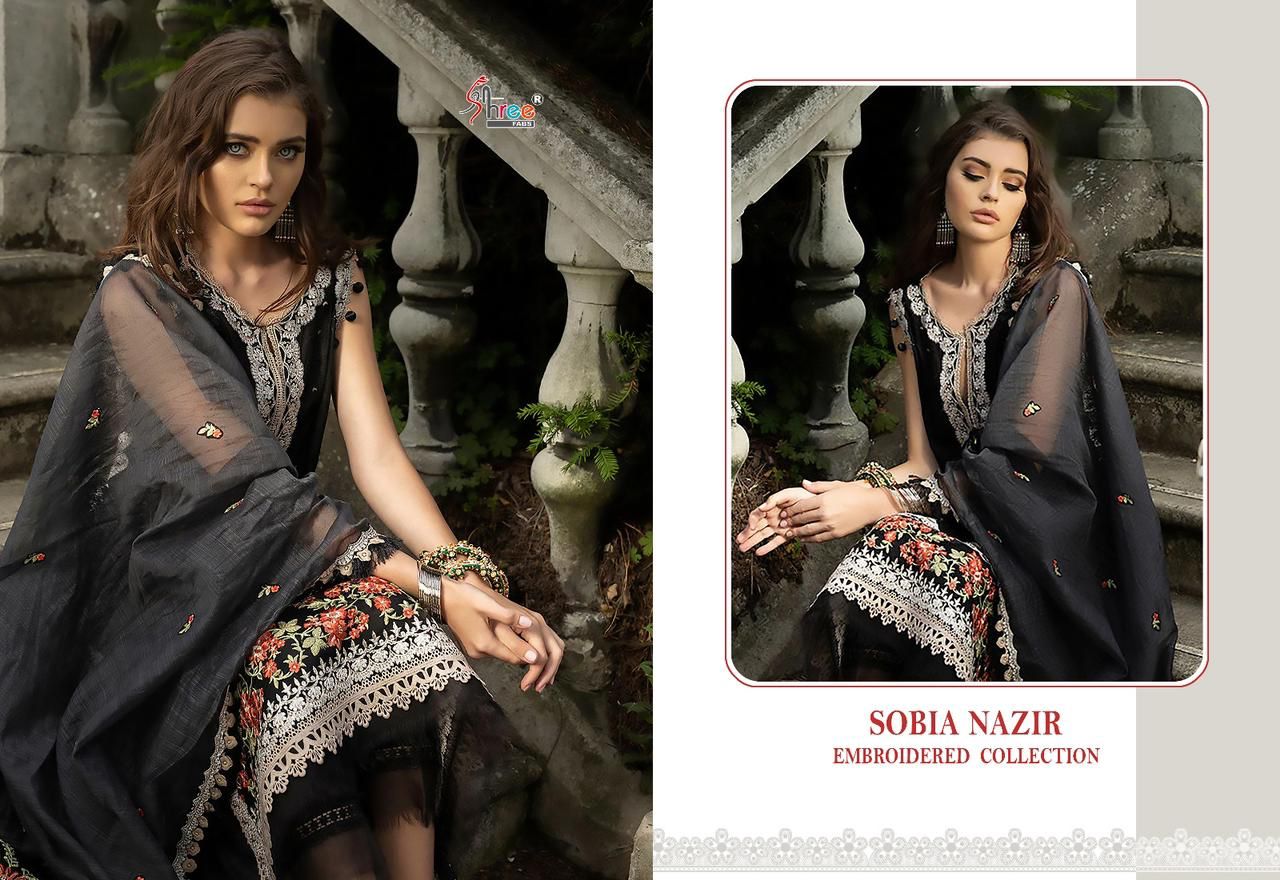 shree fabs sobia nazir embroidered collection 2023 cotton innovative look salwar suit  with siffon dupatta catalog