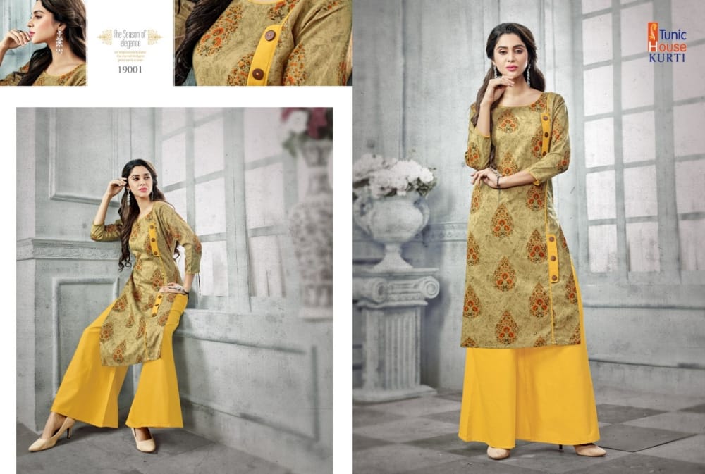 tunic house florenz with plazzo cotton decent look kurti with plazzo catalog