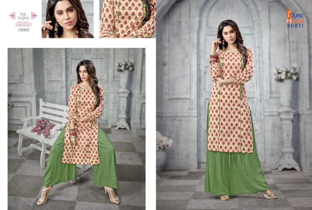 tunic house florenz with plazzo cotton decent look kurti with plazzo catalog